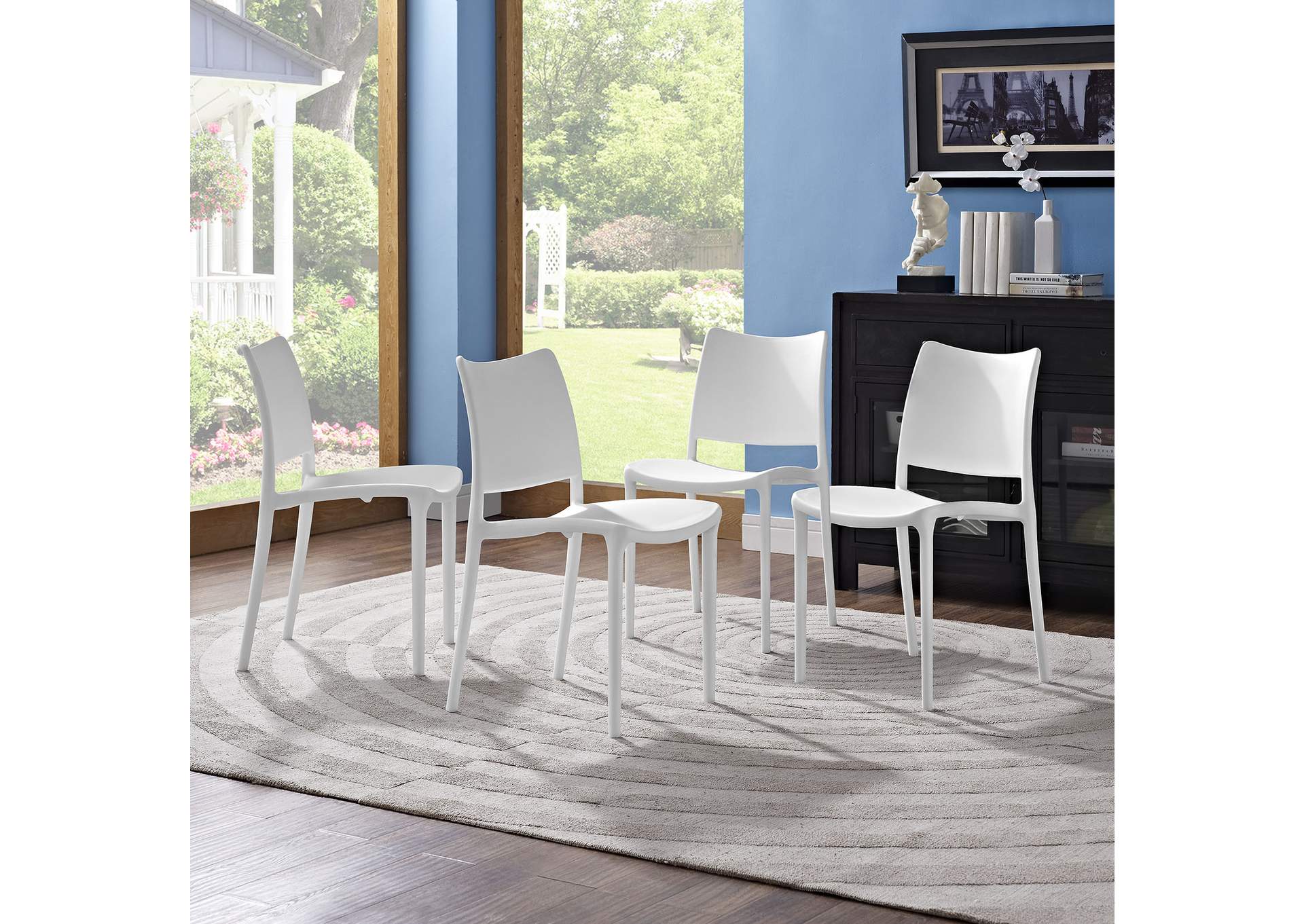 Hipster White Dining Side Chair [Set of 4],Modway