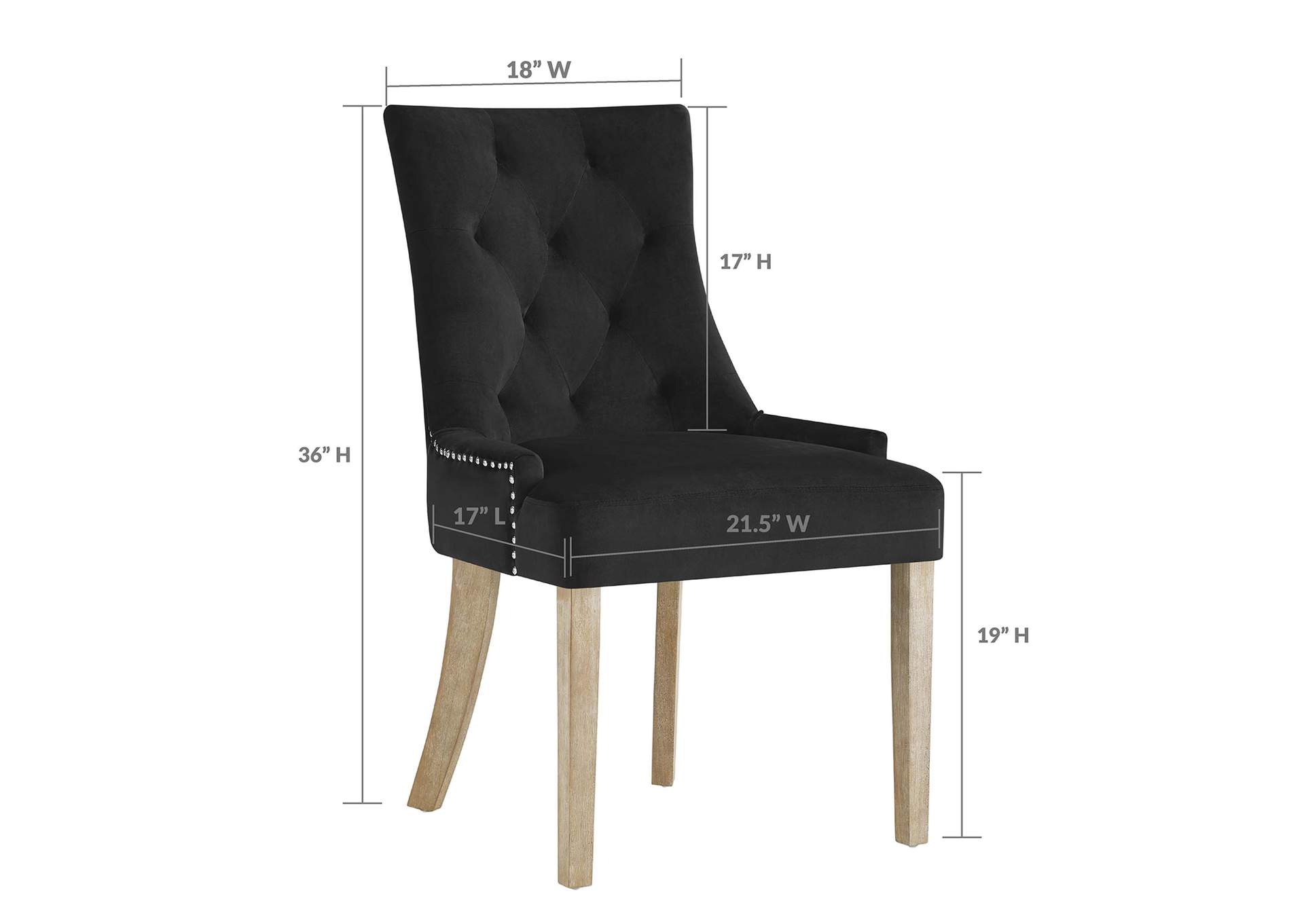 Black Pose Performance Velvet Dining Chair,Modway