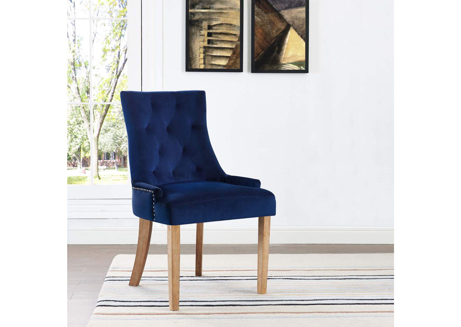 Navy Pose Performance Velvet Dining Chair,Modway