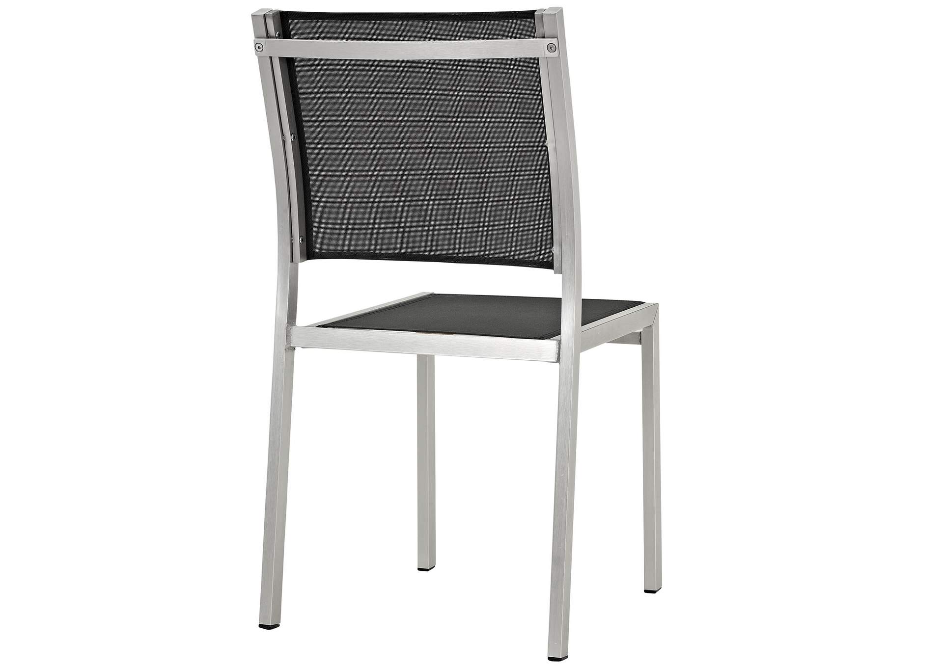 Silver Black Shore Side Chair Outdoor Patio Aluminum [Set of 2],Modway