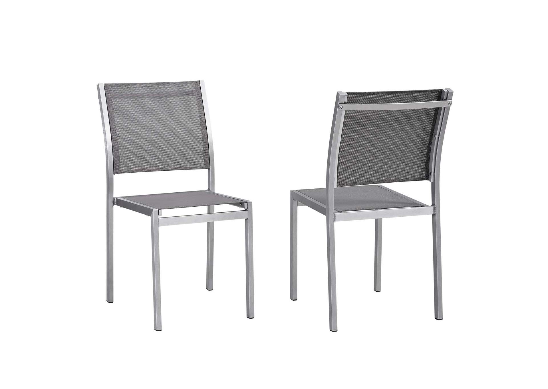 Silver Gray Shore Side Chair Outdoor Patio Aluminum [Set of 2],Modway