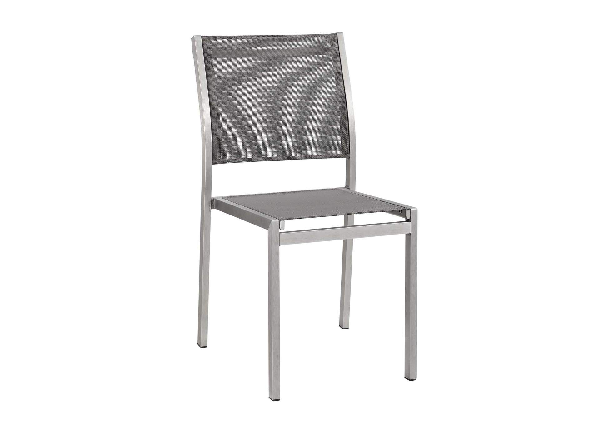 Silver Gray Shore Side Chair Outdoor Patio Aluminum [Set of 2],Modway