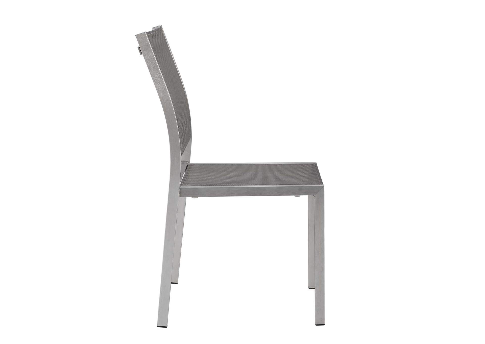 Silver Gray Shore Side Chair Outdoor Patio Aluminum [Set of 2],Modway