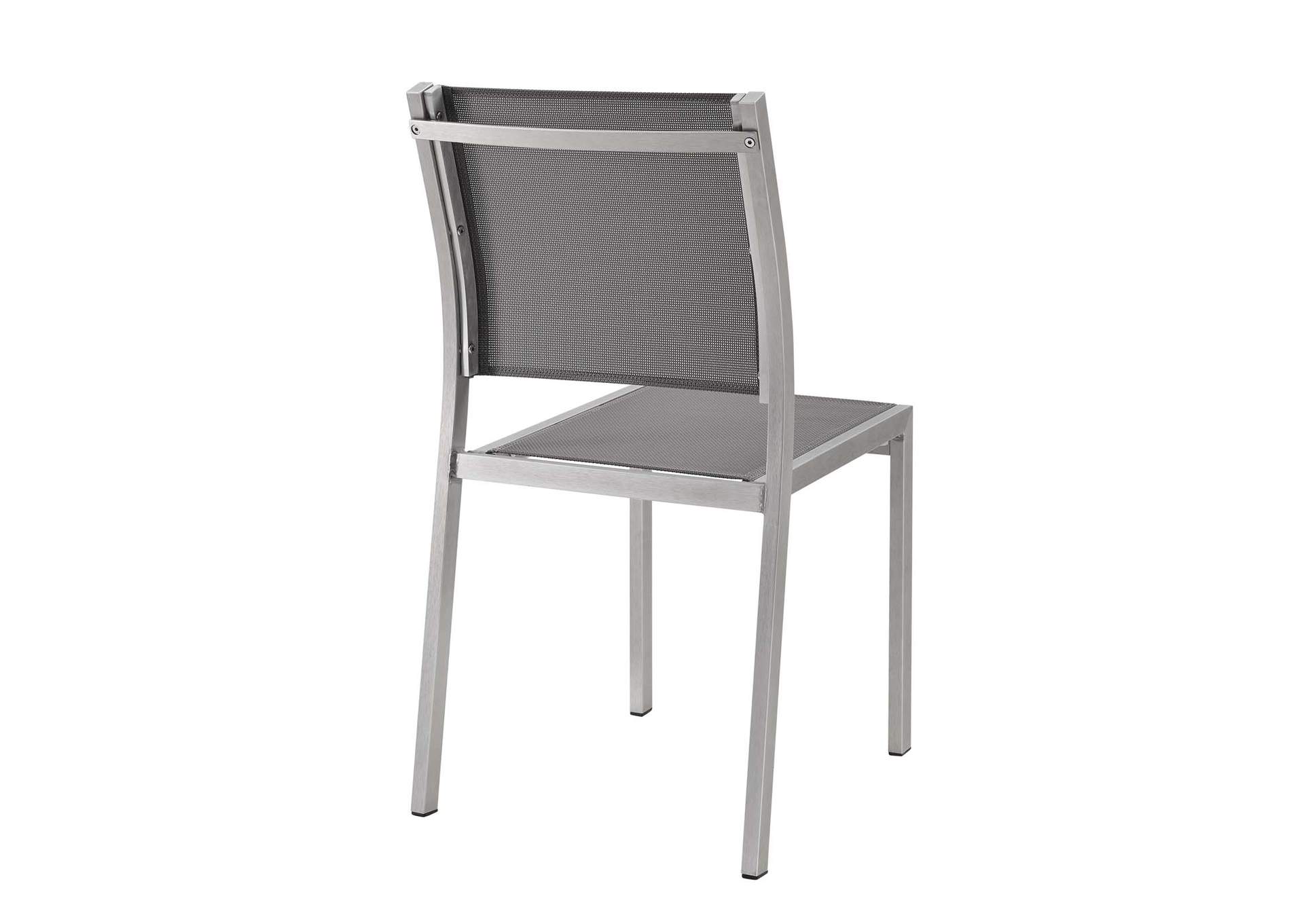 Silver Gray Shore Side Chair Outdoor Patio Aluminum [Set of 2],Modway