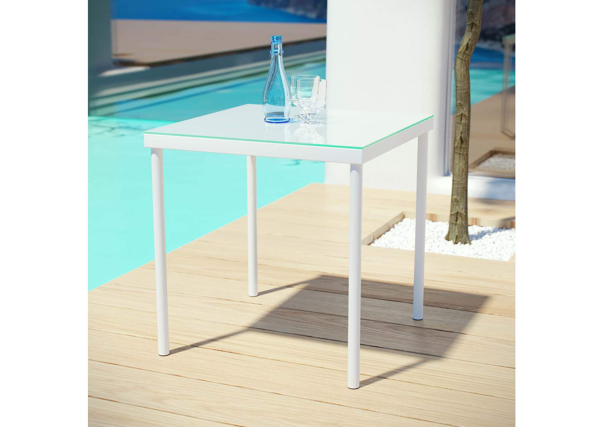 White Harmony Outdoor Patio Aluminum Side Table,Modway