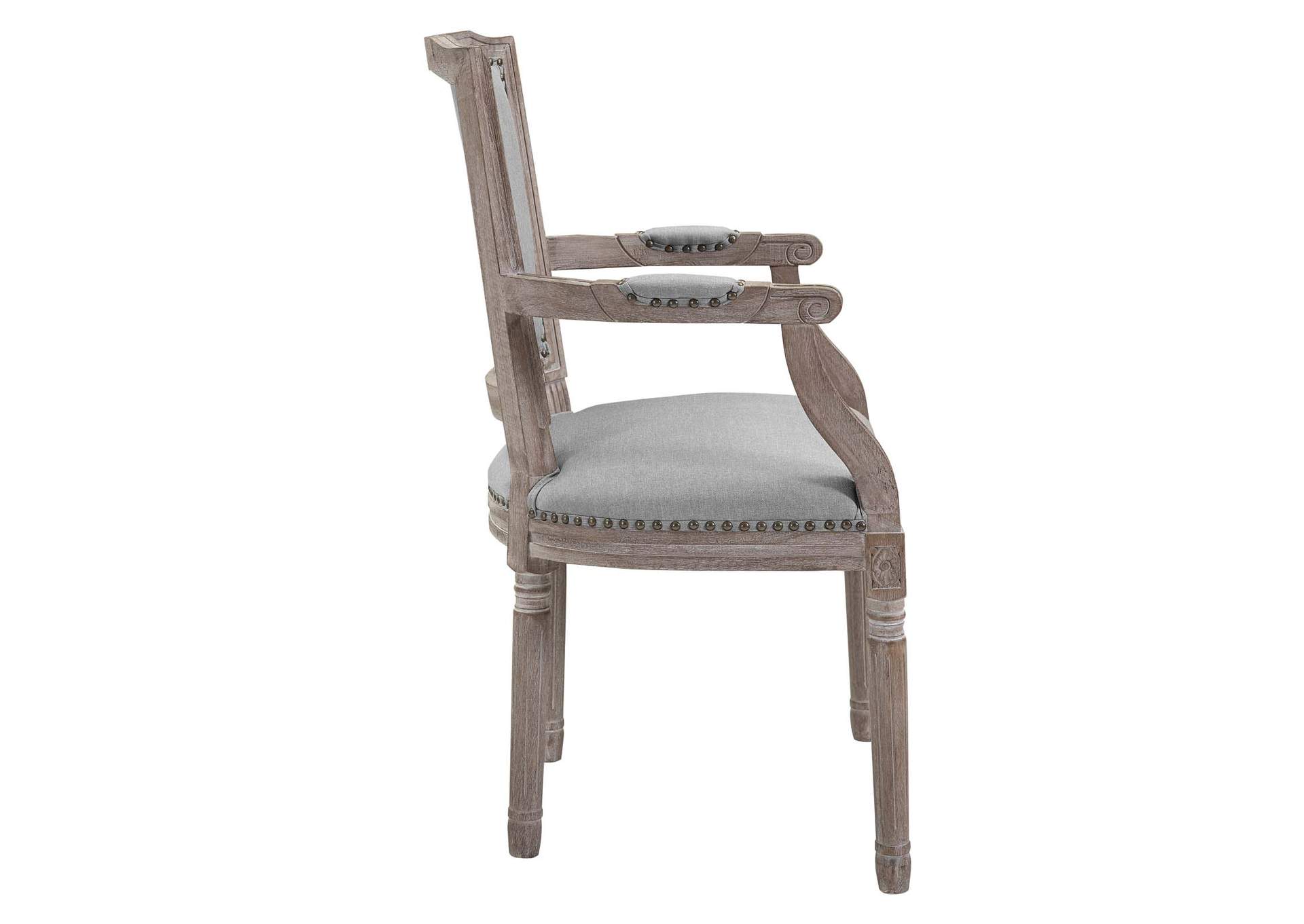 Light Gray Penchant Vintage French Upholstered Fabric Arm Dining Chair,Modway