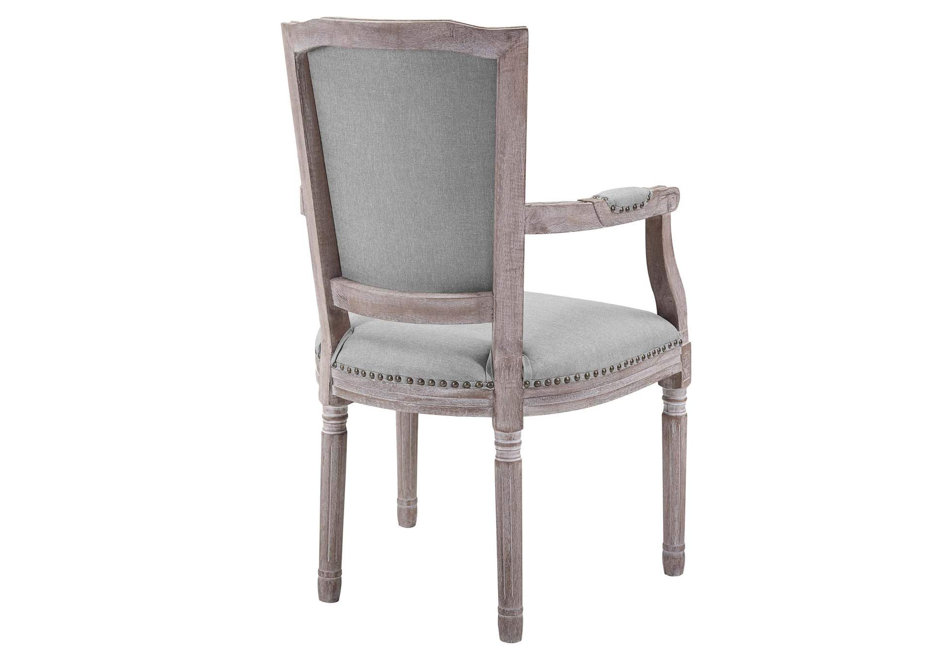 Light Gray Penchant Vintage French Upholstered Fabric Arm Dining Chair,Modway