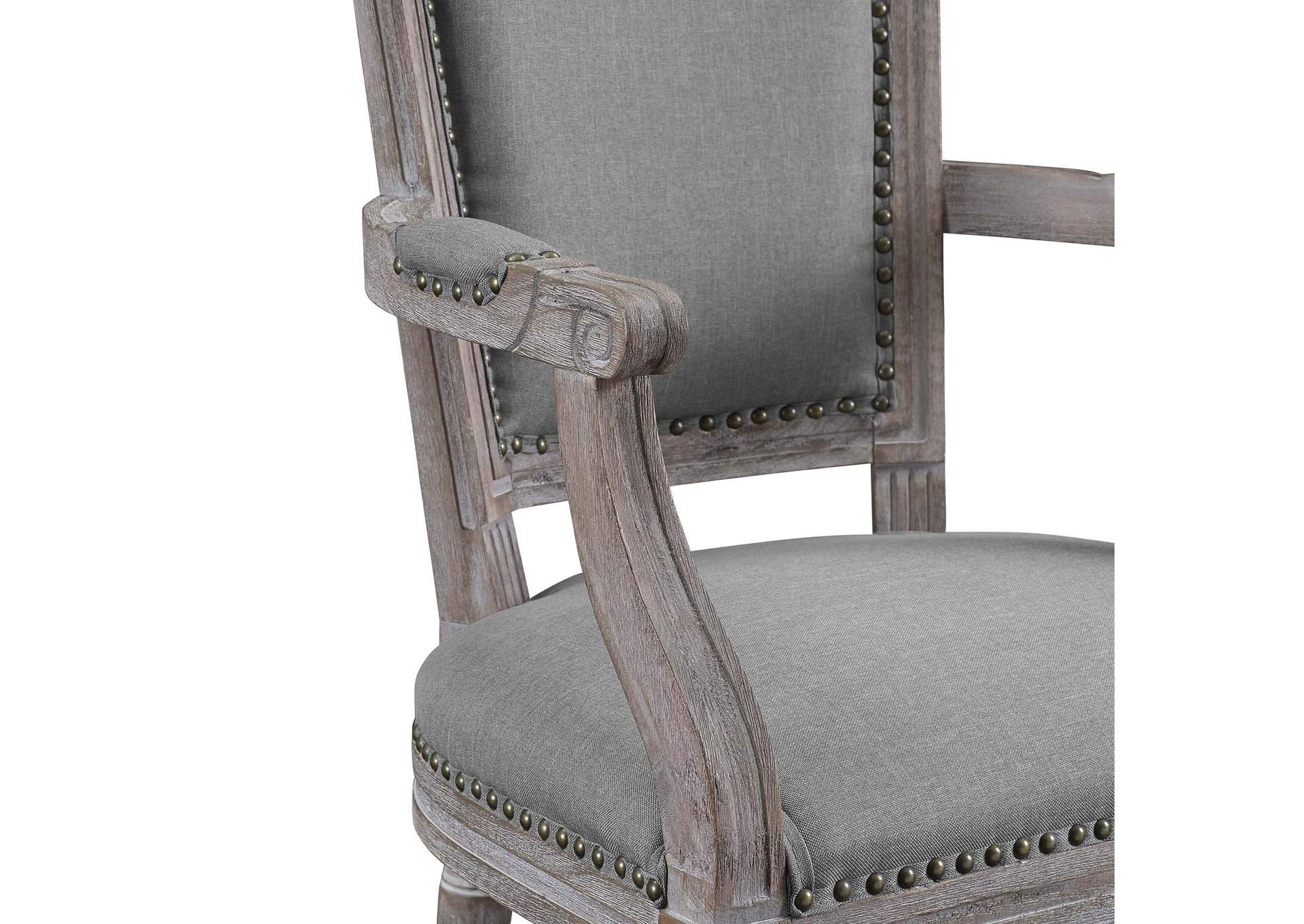 Light Gray Penchant Vintage French Upholstered Fabric Arm Dining Chair,Modway