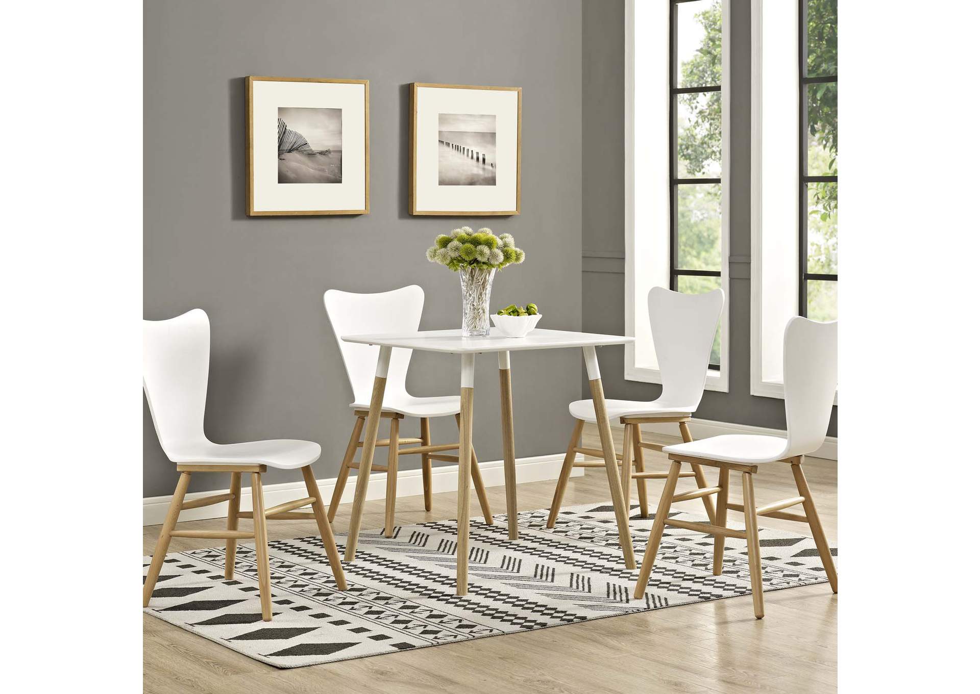 White Continuum 28" Square Dining Table,Modway