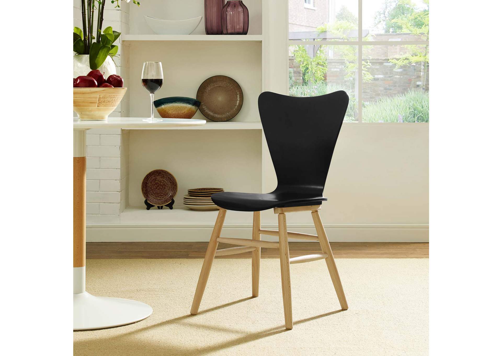 Black Cascade Wood Dining Chair,Modway