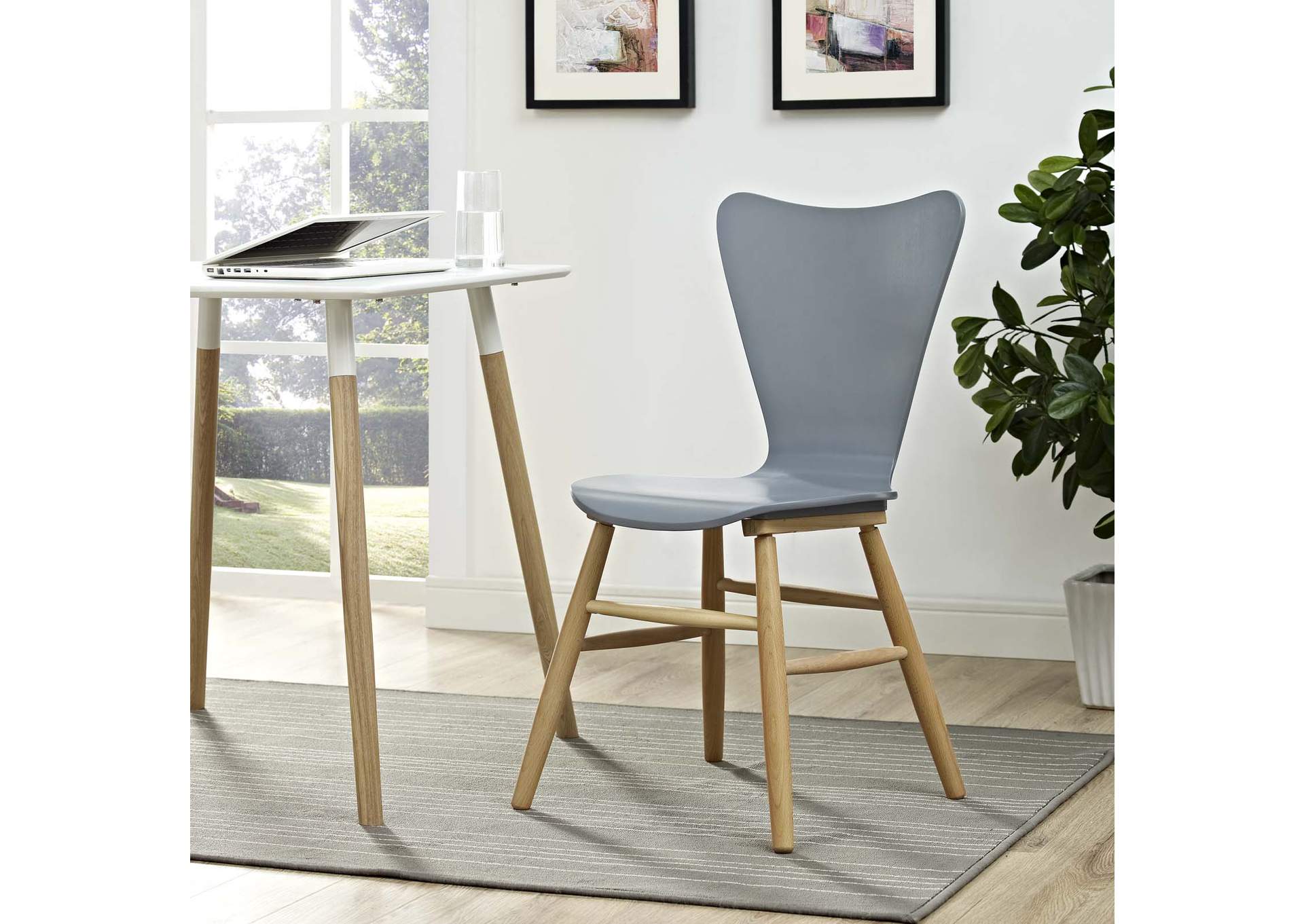 Gray Cascade Wood Dining Chair,Modway