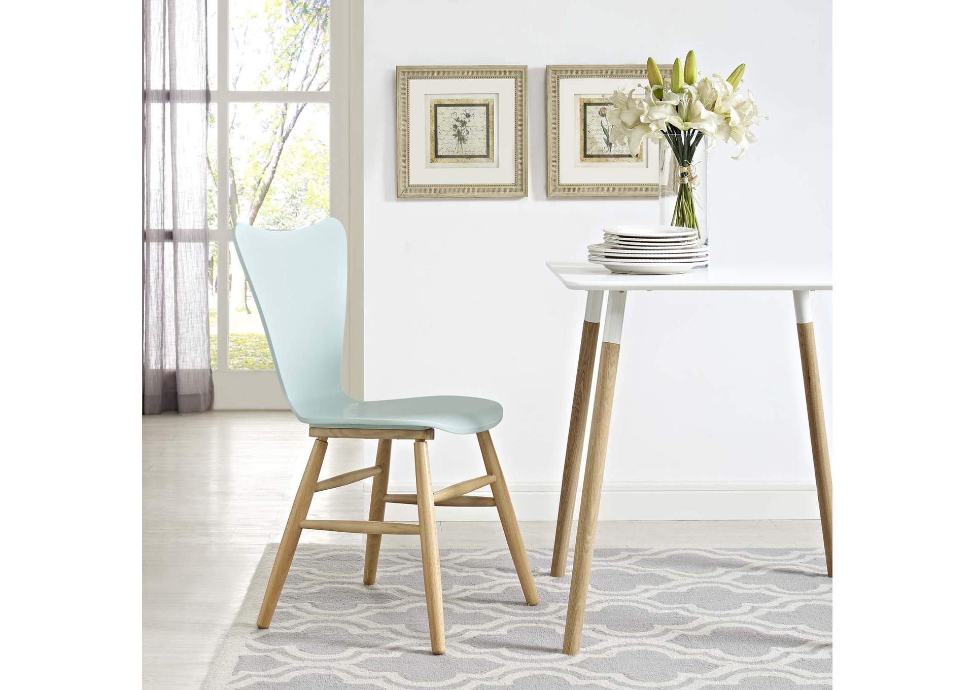 Light Blue Cascade Wood Dining Chair,Modway