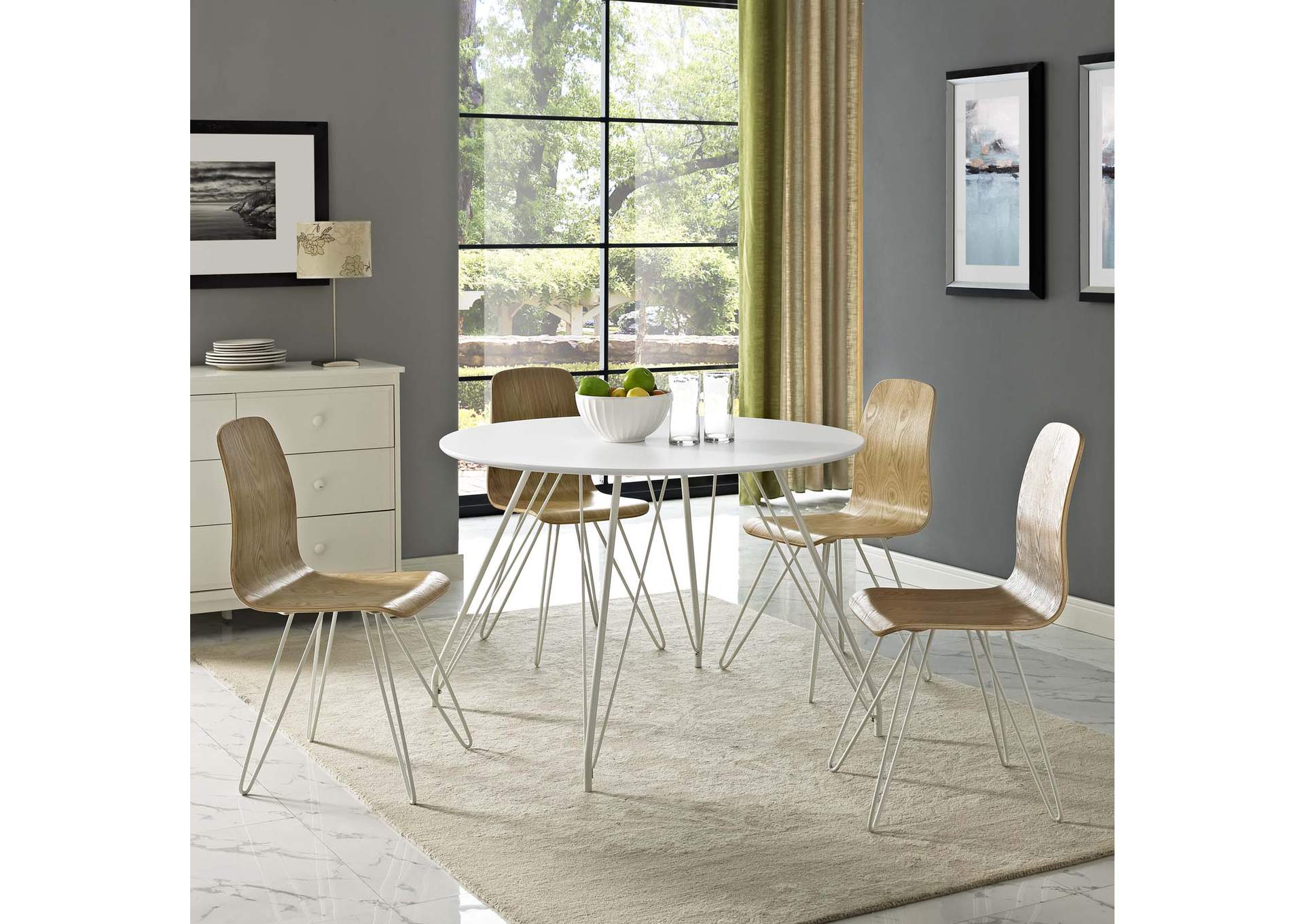 White Satellite Circular Dining Table,Modway