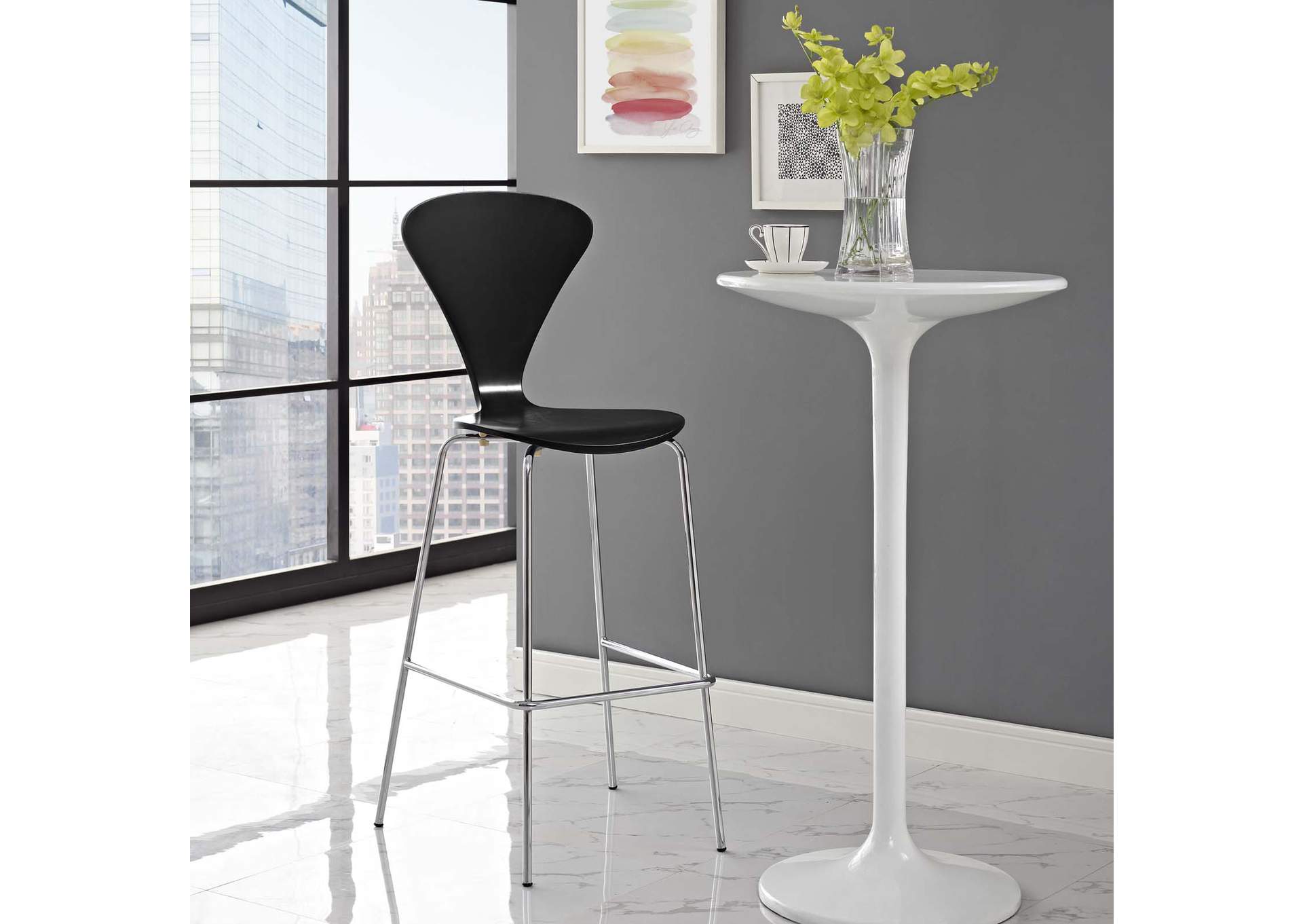 Black Passage Dining Bar Stool,Modway