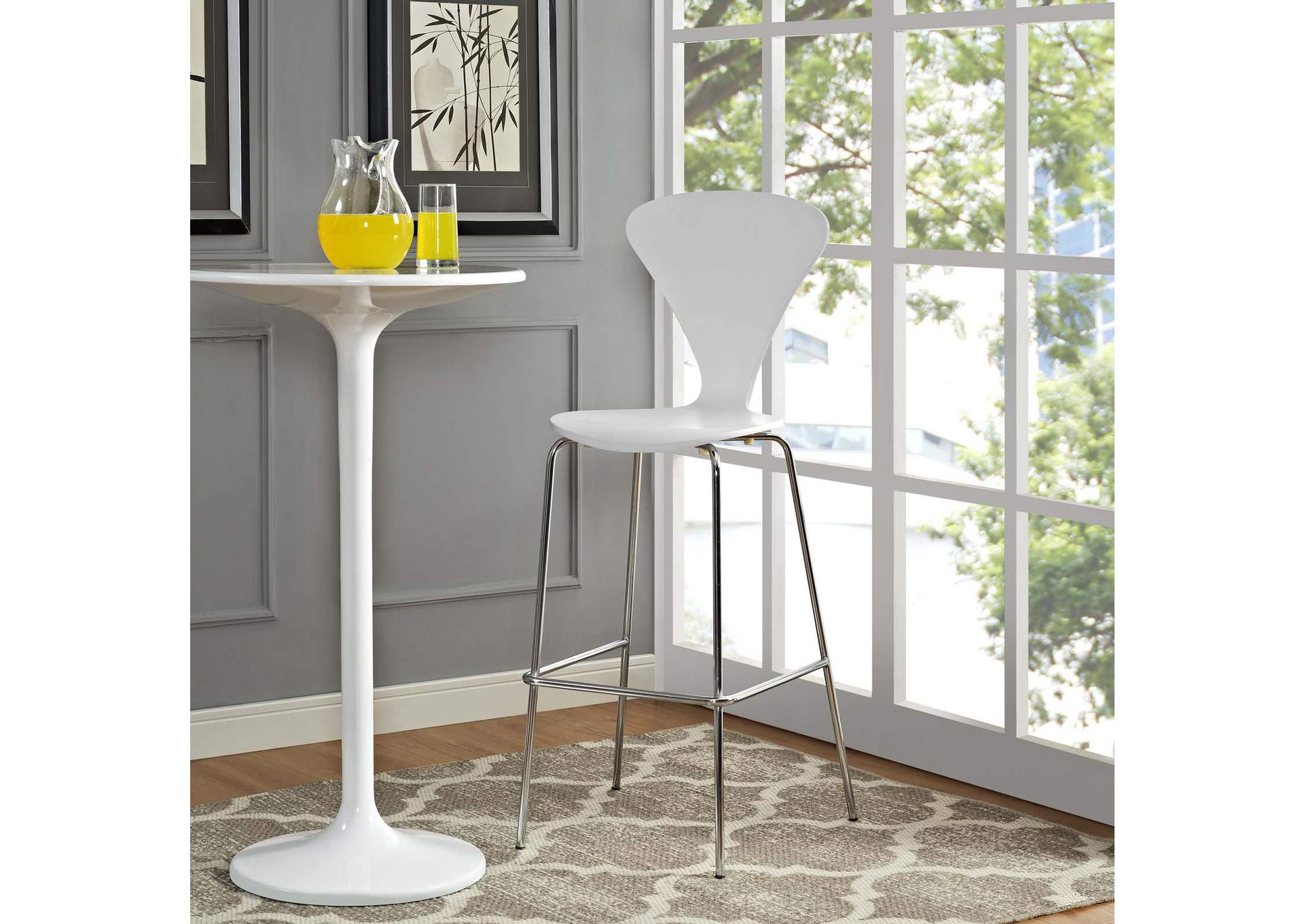 White Passage Dining Bar Stool,Modway