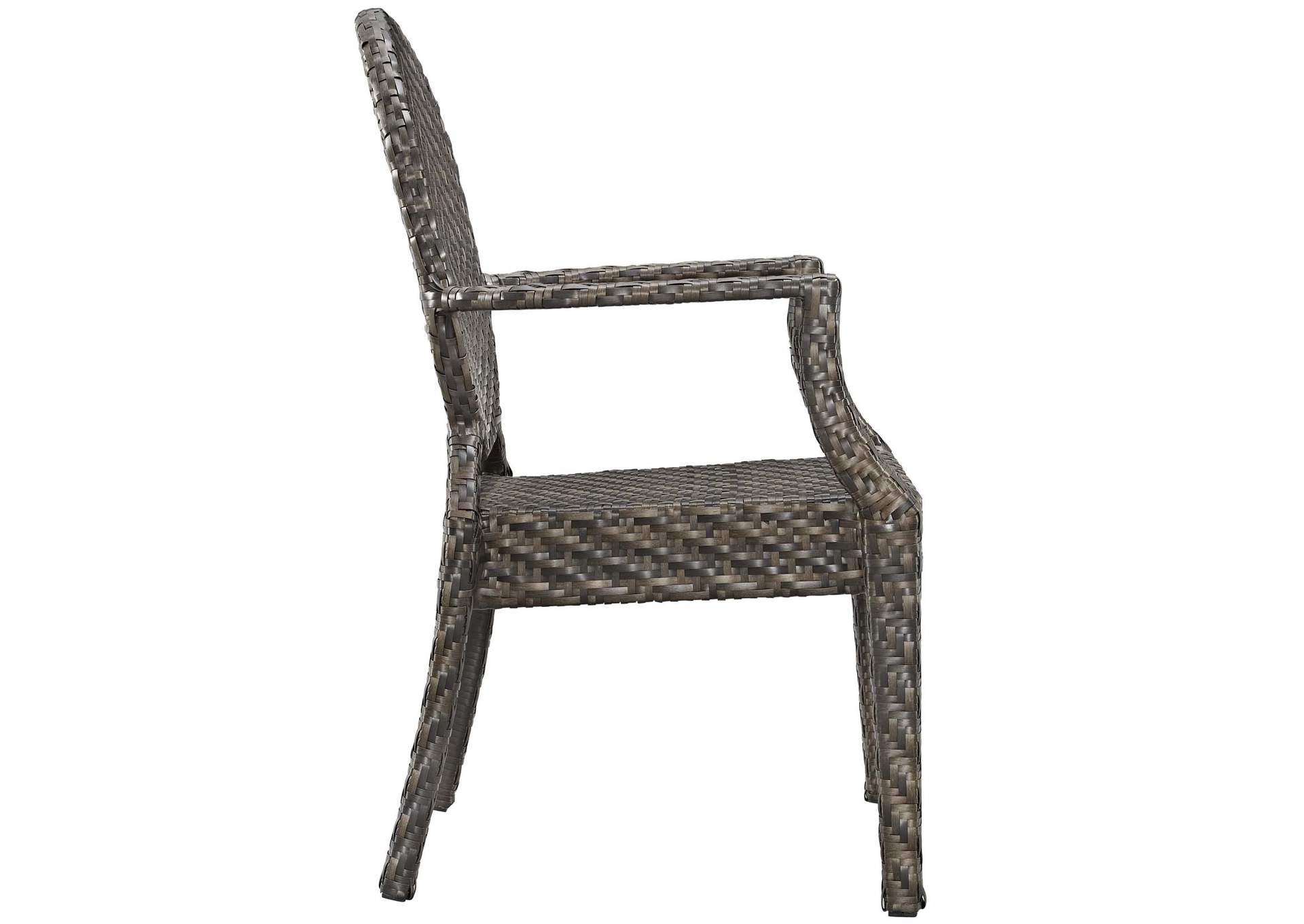 Brown Casper Outdoor Patio Arm Dining Chair,Modway