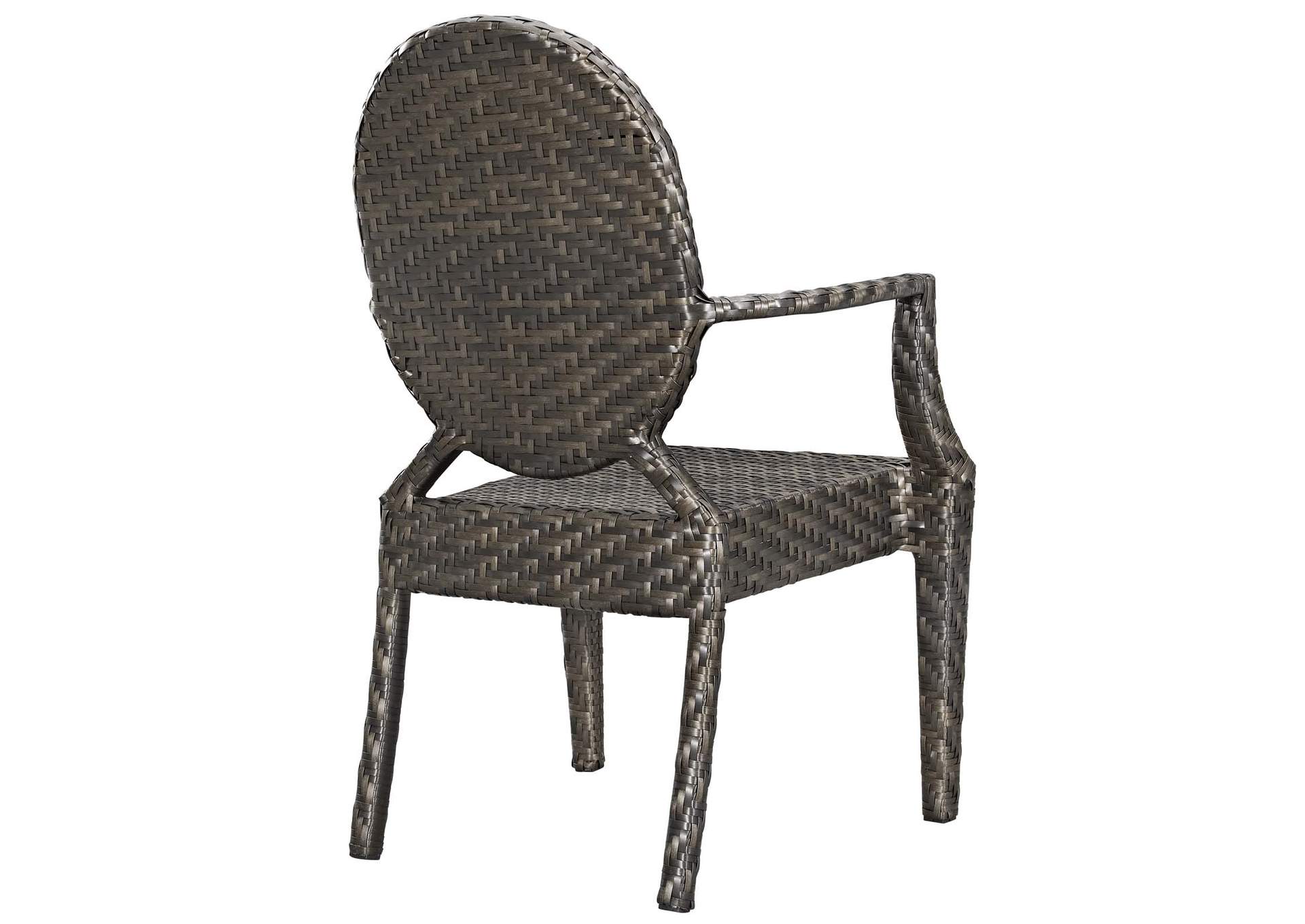 Brown Casper Outdoor Patio Arm Dining Chair,Modway