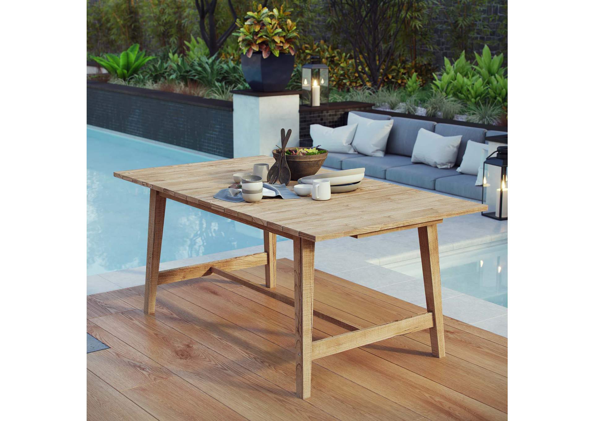 Natural Dorset Outdoor Patio Teak Dining Table,Modway