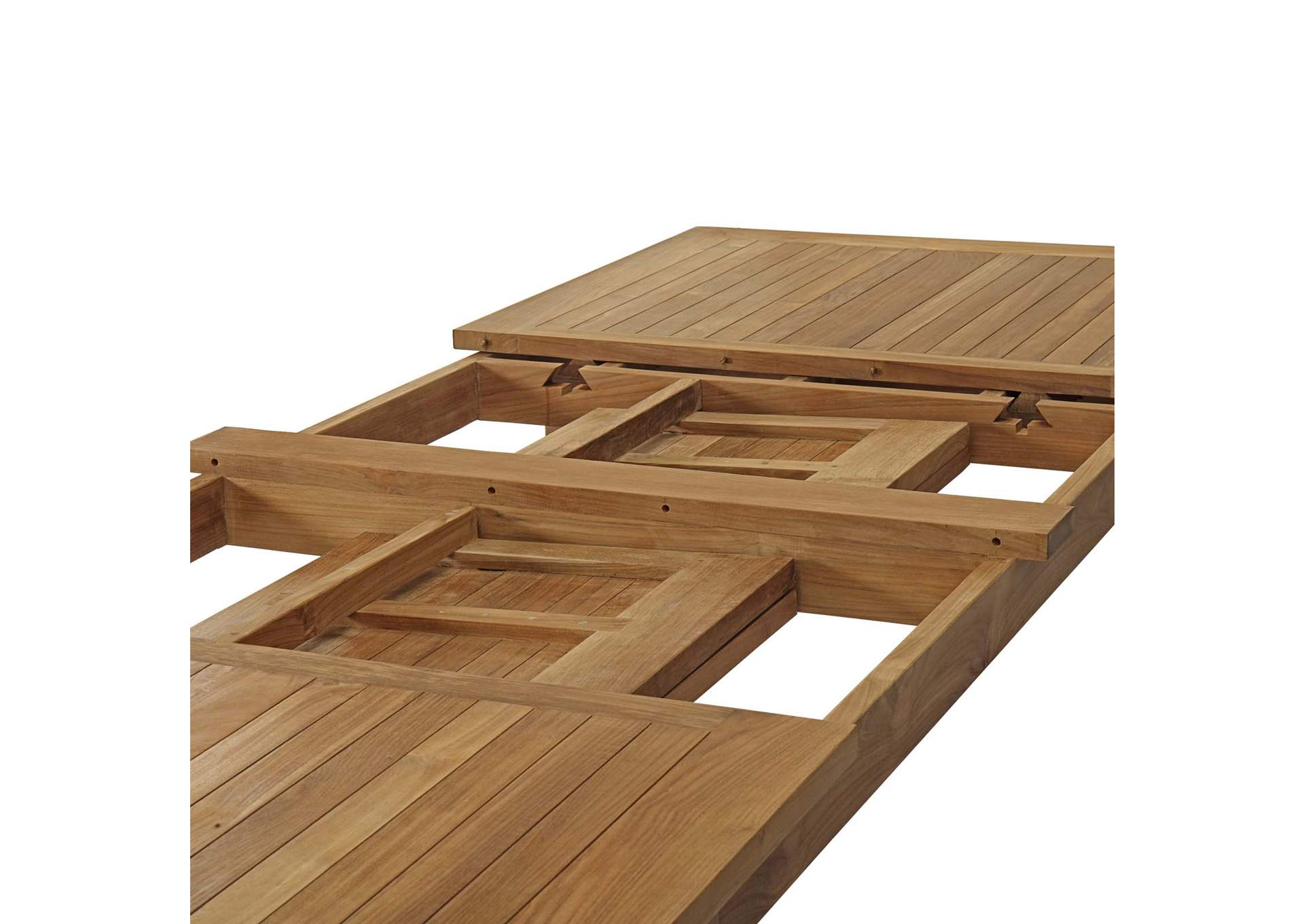 Natural Marina Extendable Outdoor Patio Teak Dining Table,Modway