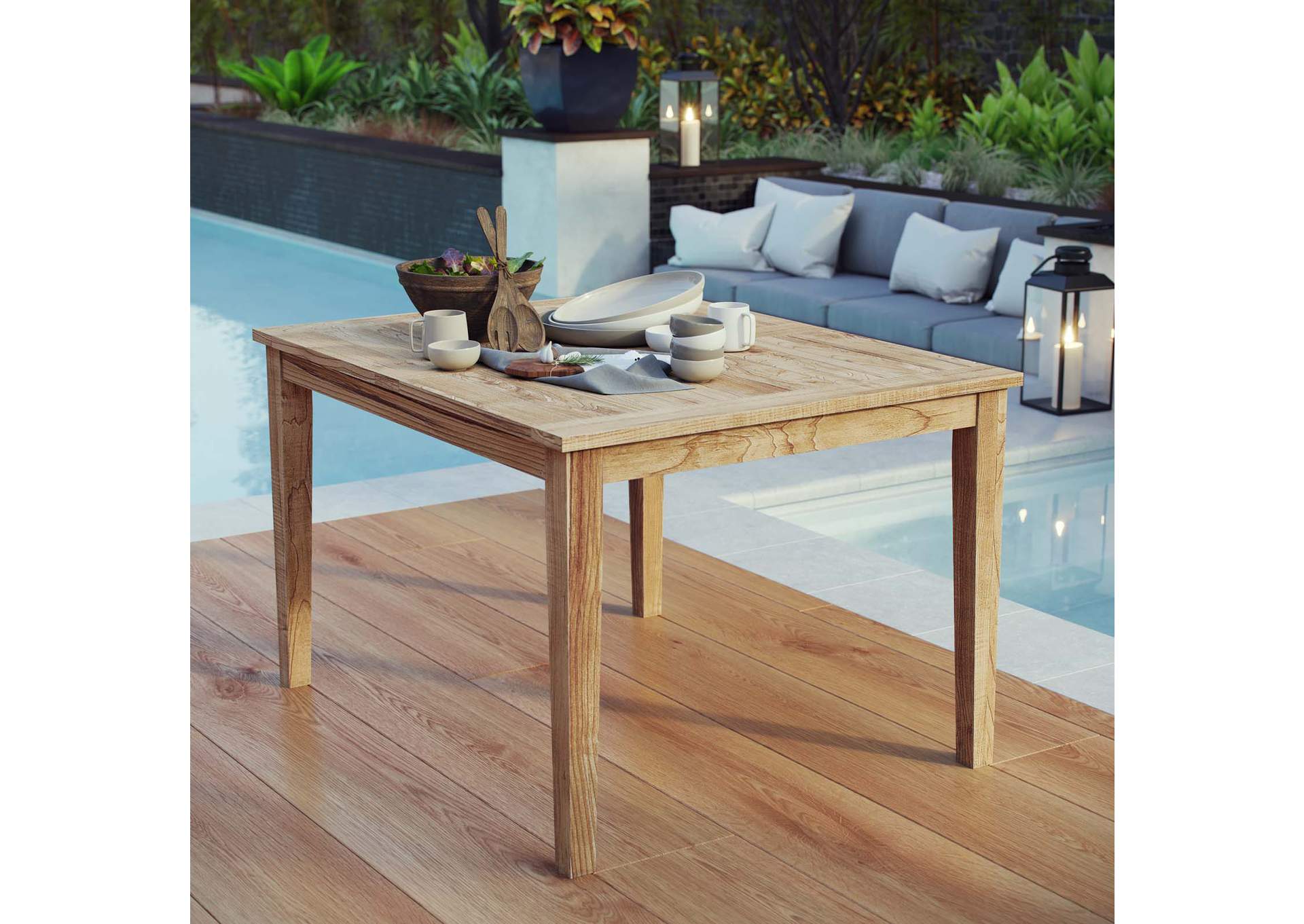 Natural Marina Outdoor Patio Teak Dining Table,Modway