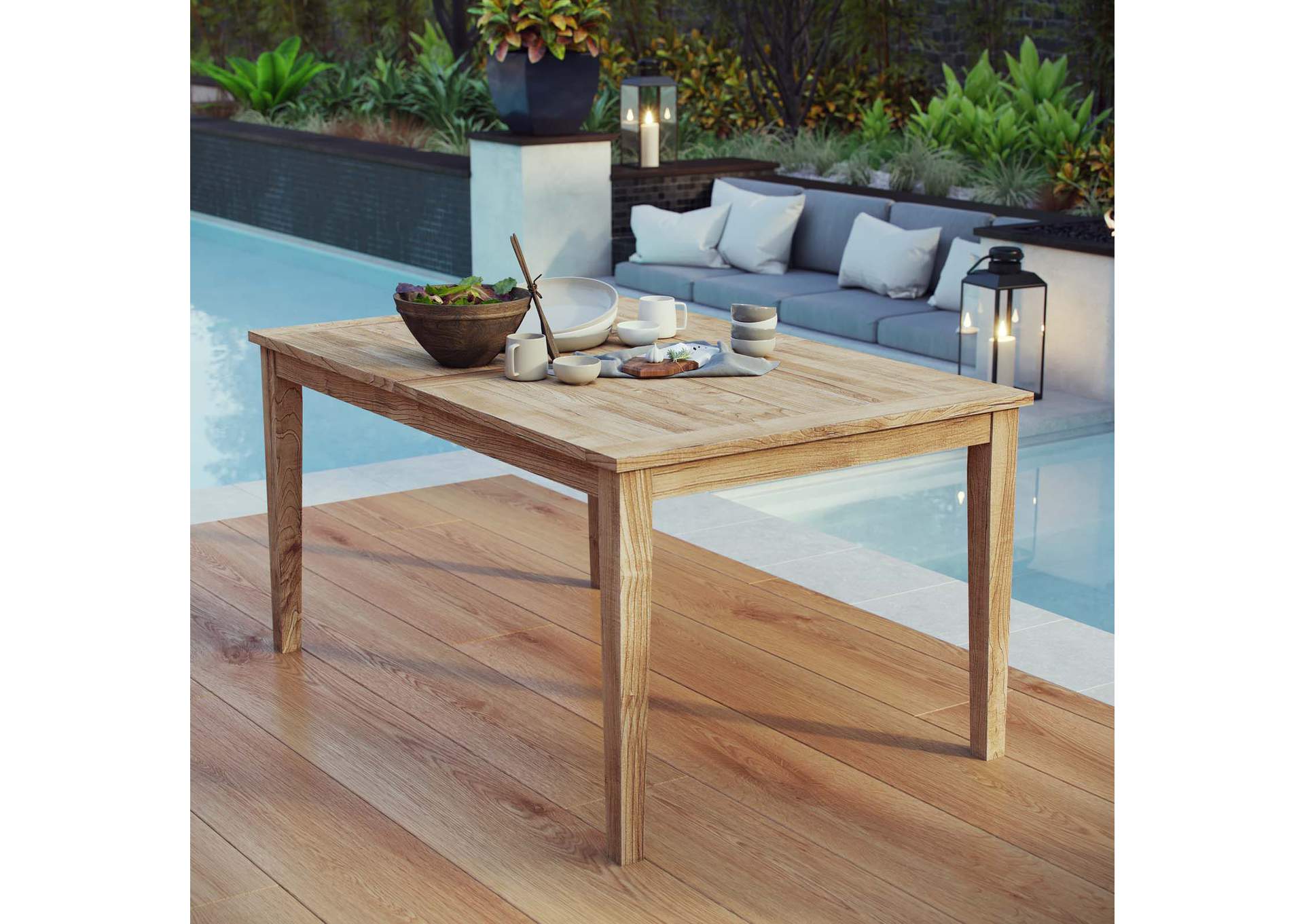 Natural Marina Outdoor Patio Teak Dining Table,Modway