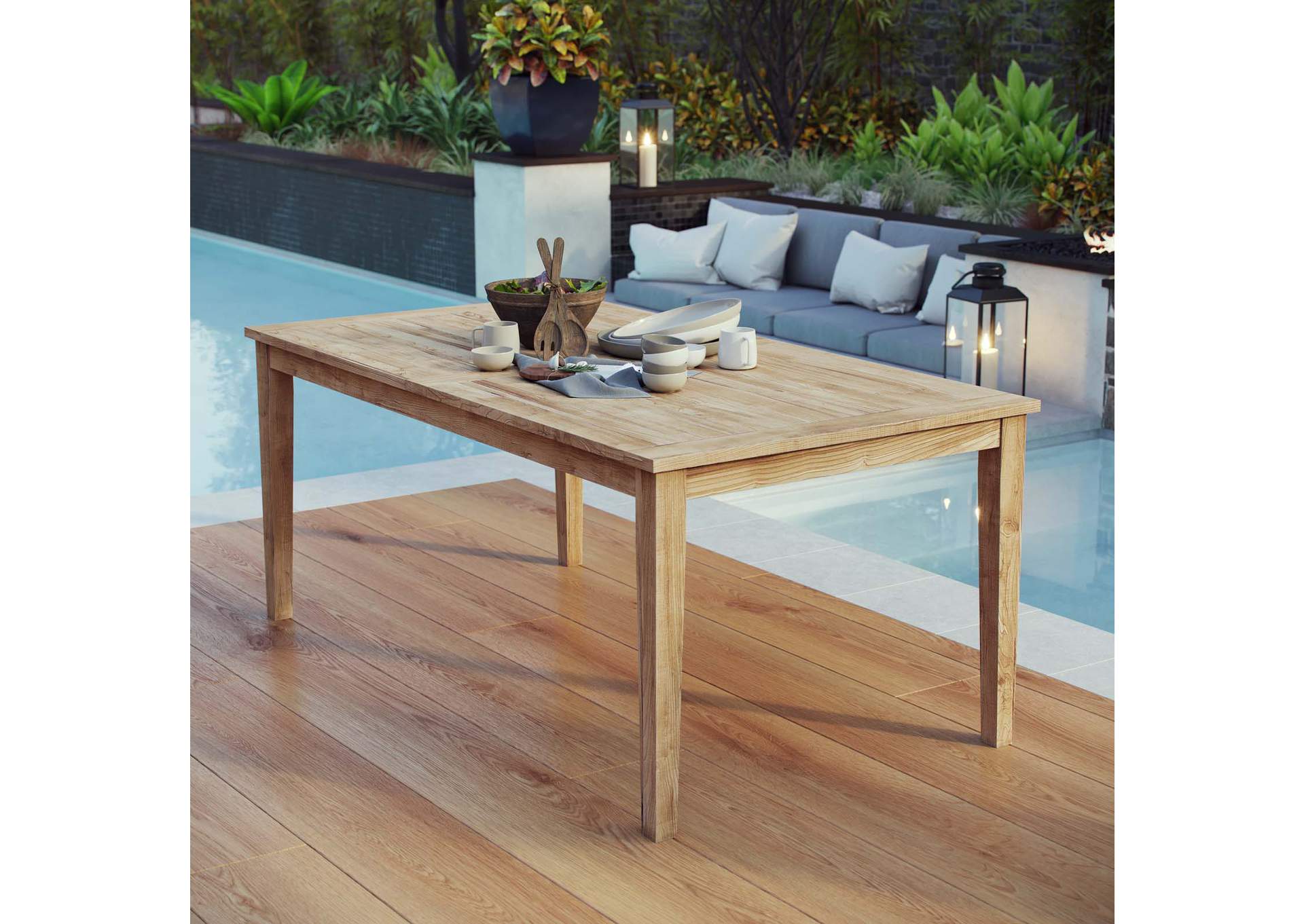 Natural Marina Outdoor Patio Teak Dining Table,Modway