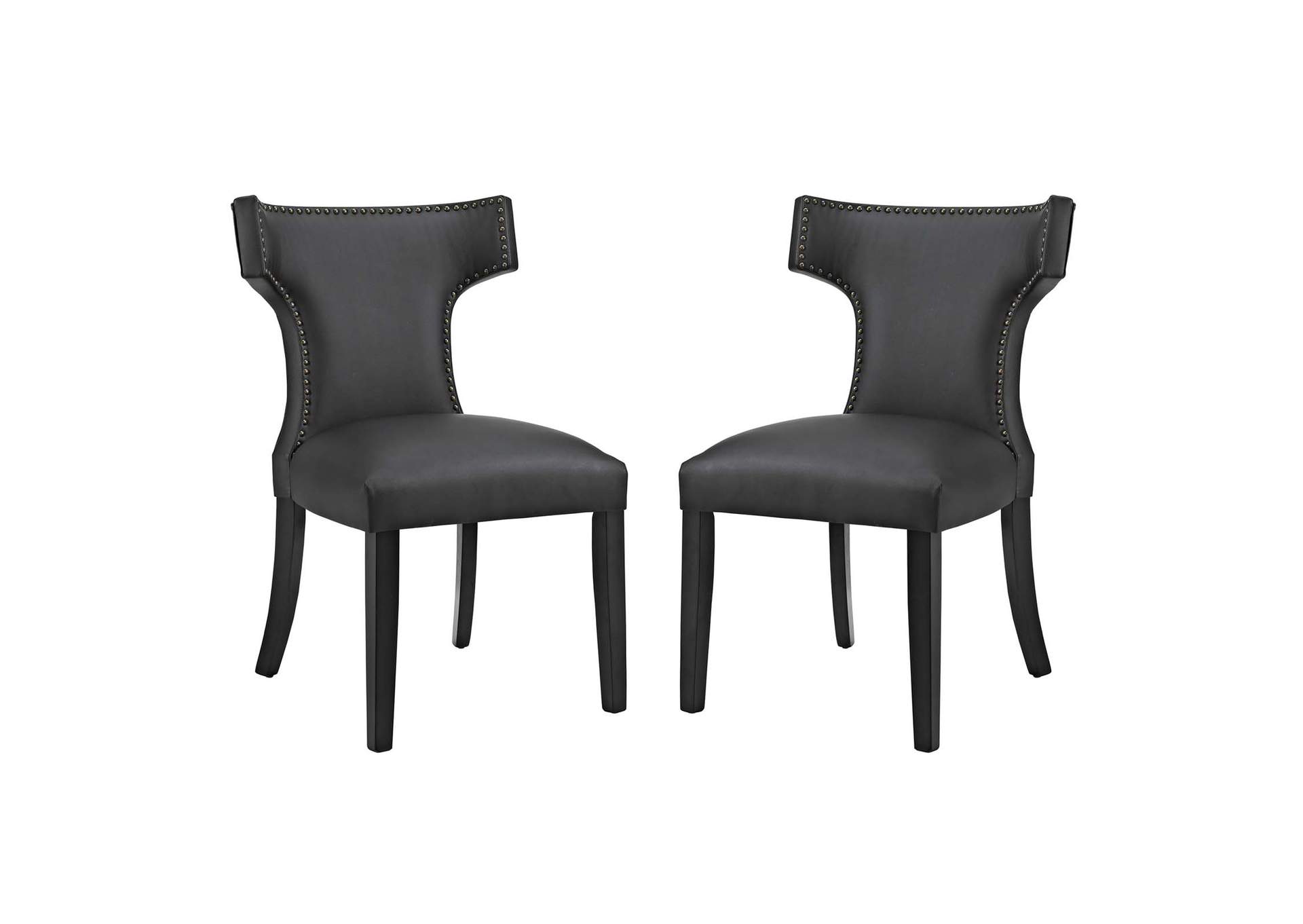 Black Curve Dining Side Chair Vinyl [Set of 2],Modway