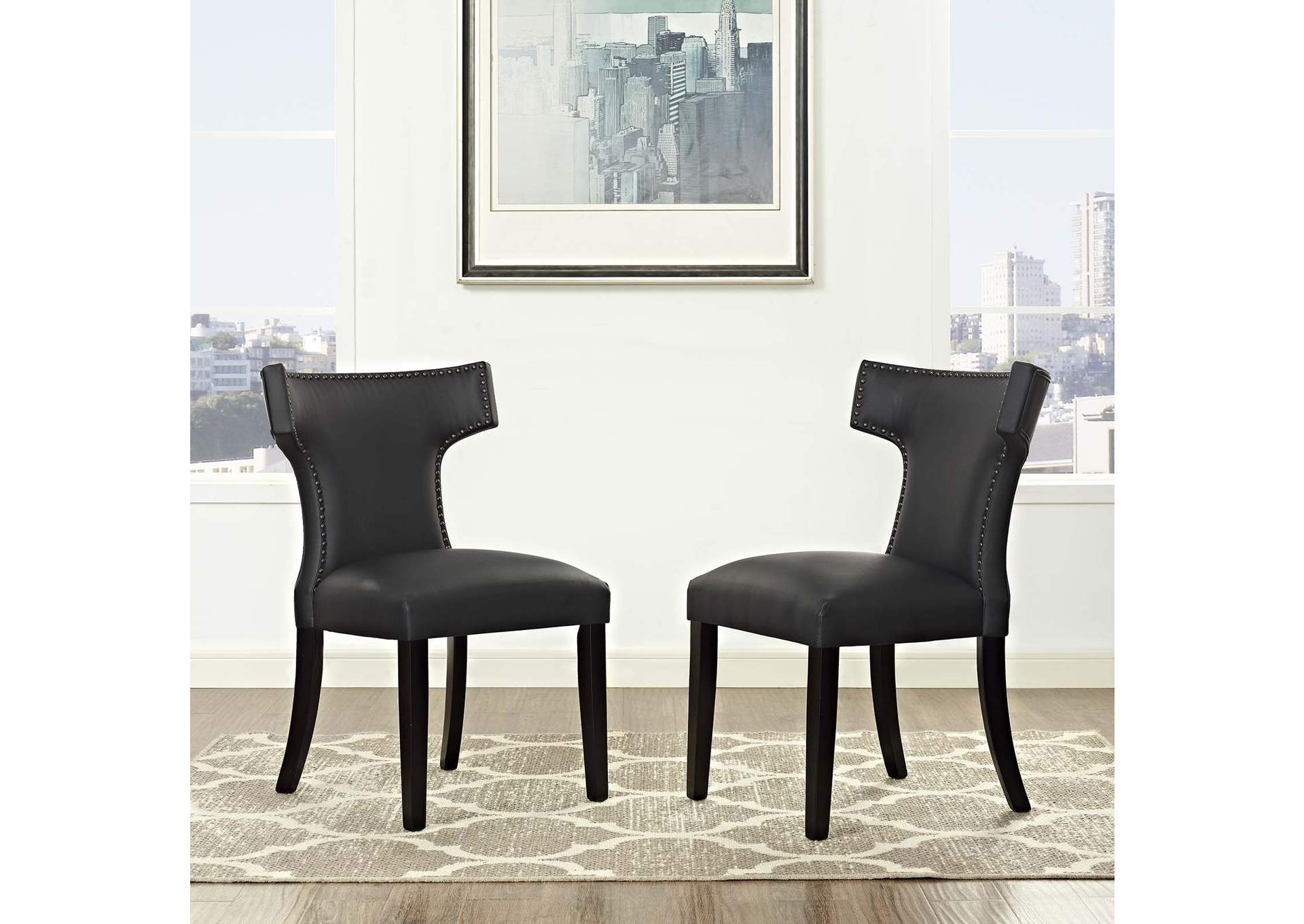 Black Curve Dining Side Chair Vinyl [Set of 2],Modway