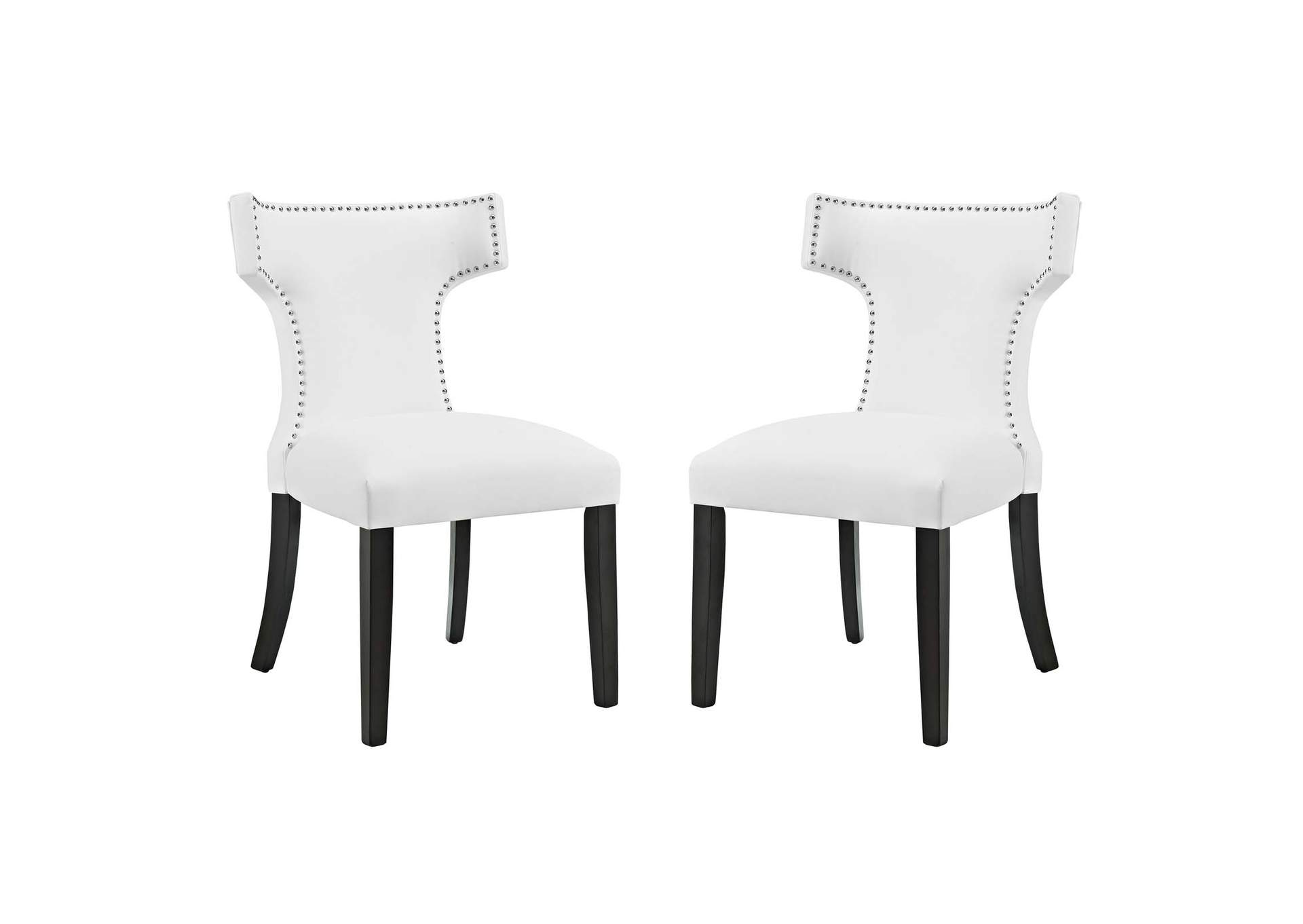 White Curve Dining Side Chair Vinyl [Set of 2],Modway