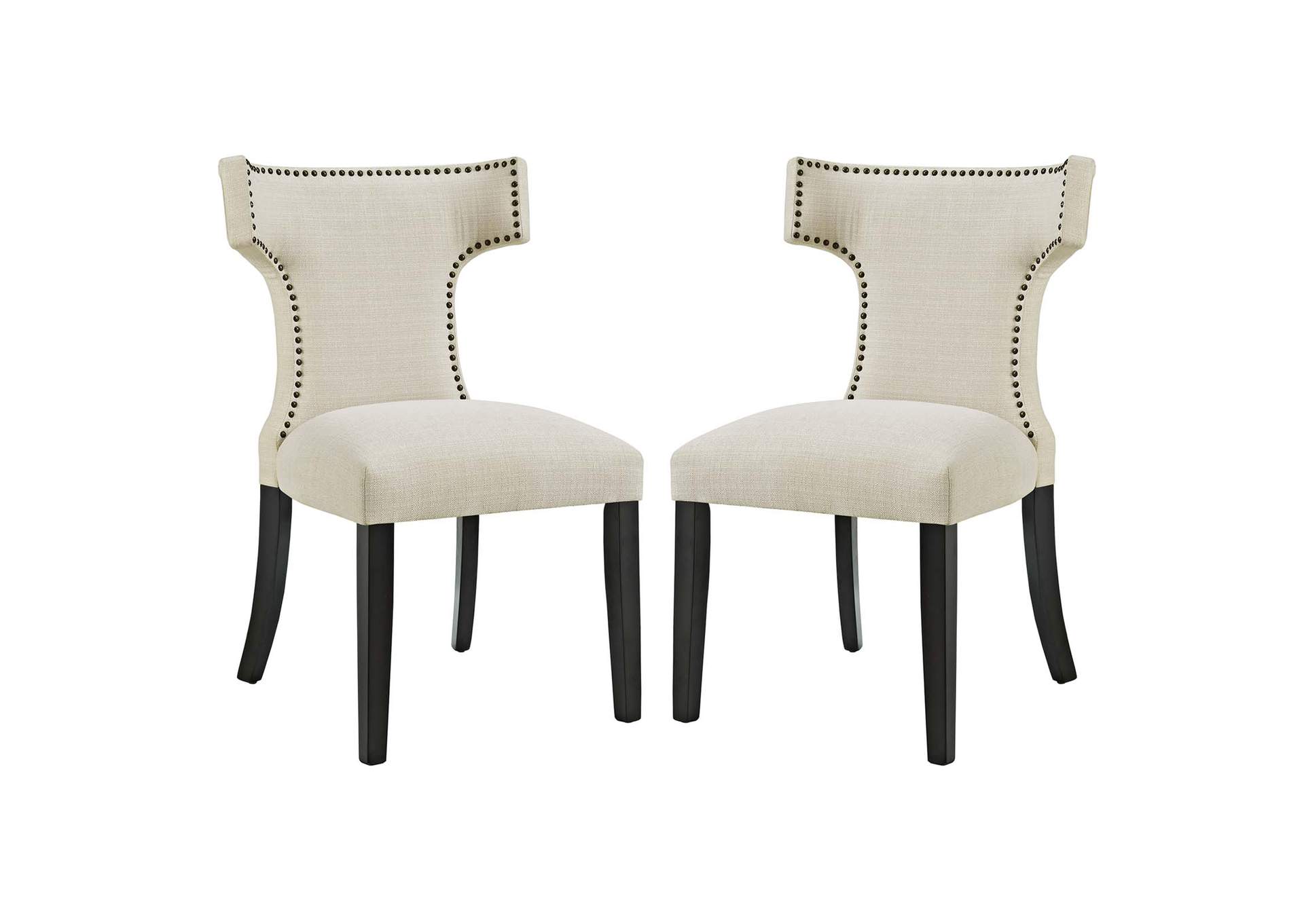 Beige Curve Dining Side Chair Fabric [Set of 2],Modway