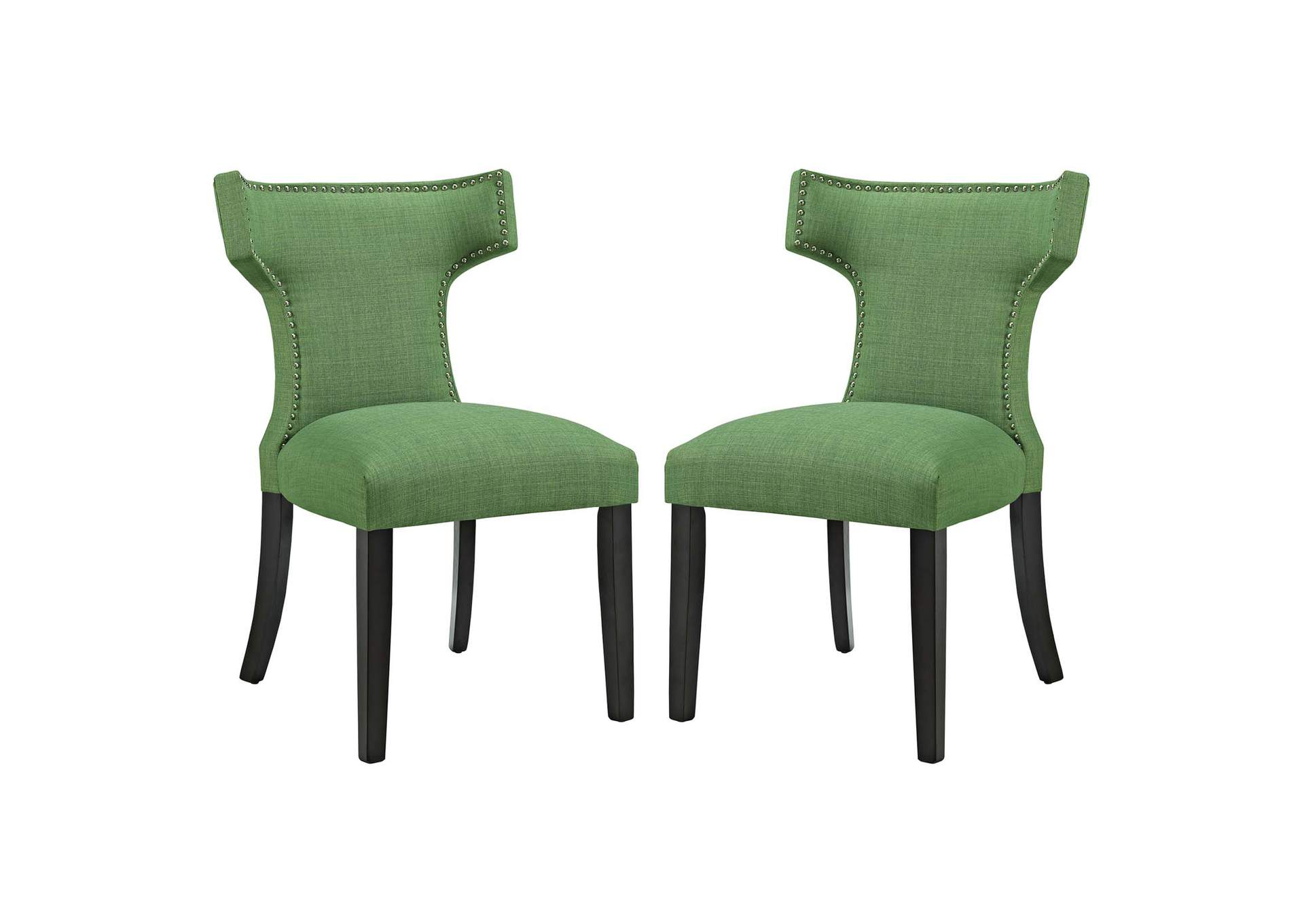 Kelly Green Curve Dining Side Chair Fabric [Set of 2],Modway