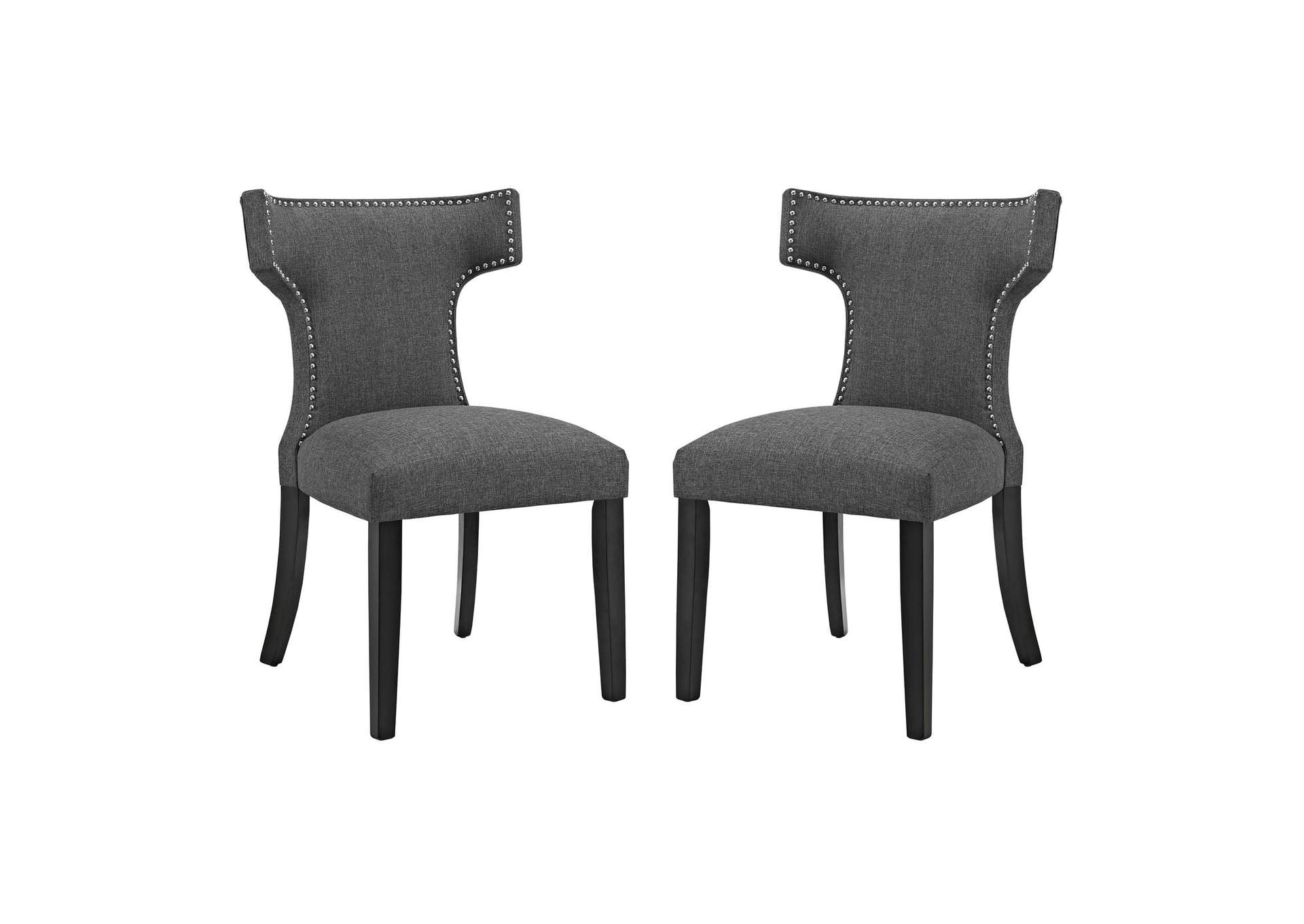 Gray Curve Dining Side Chair Fabric [Set of 2],Modway