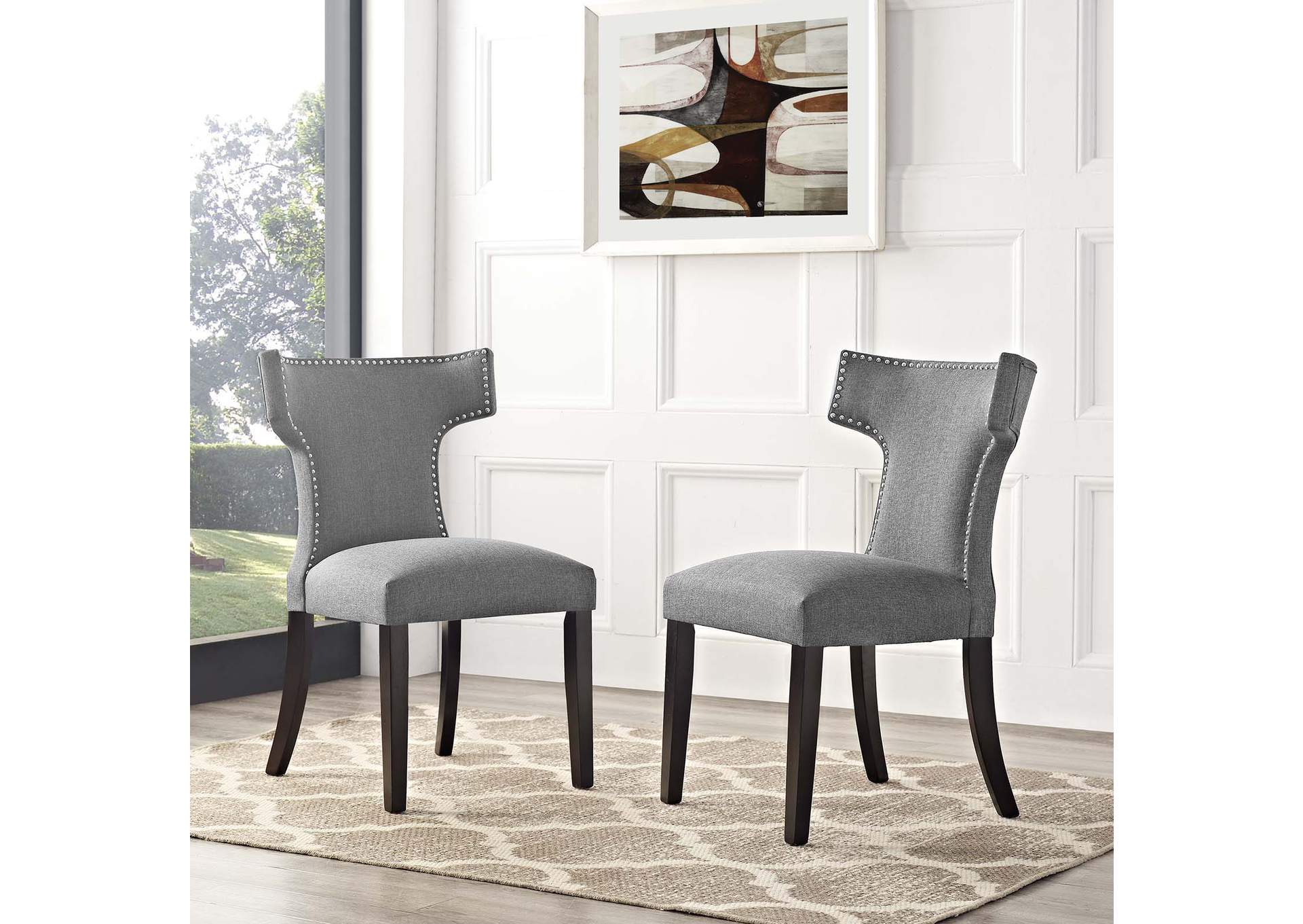 Gray Curve Dining Side Chair Fabric [Set of 2],Modway