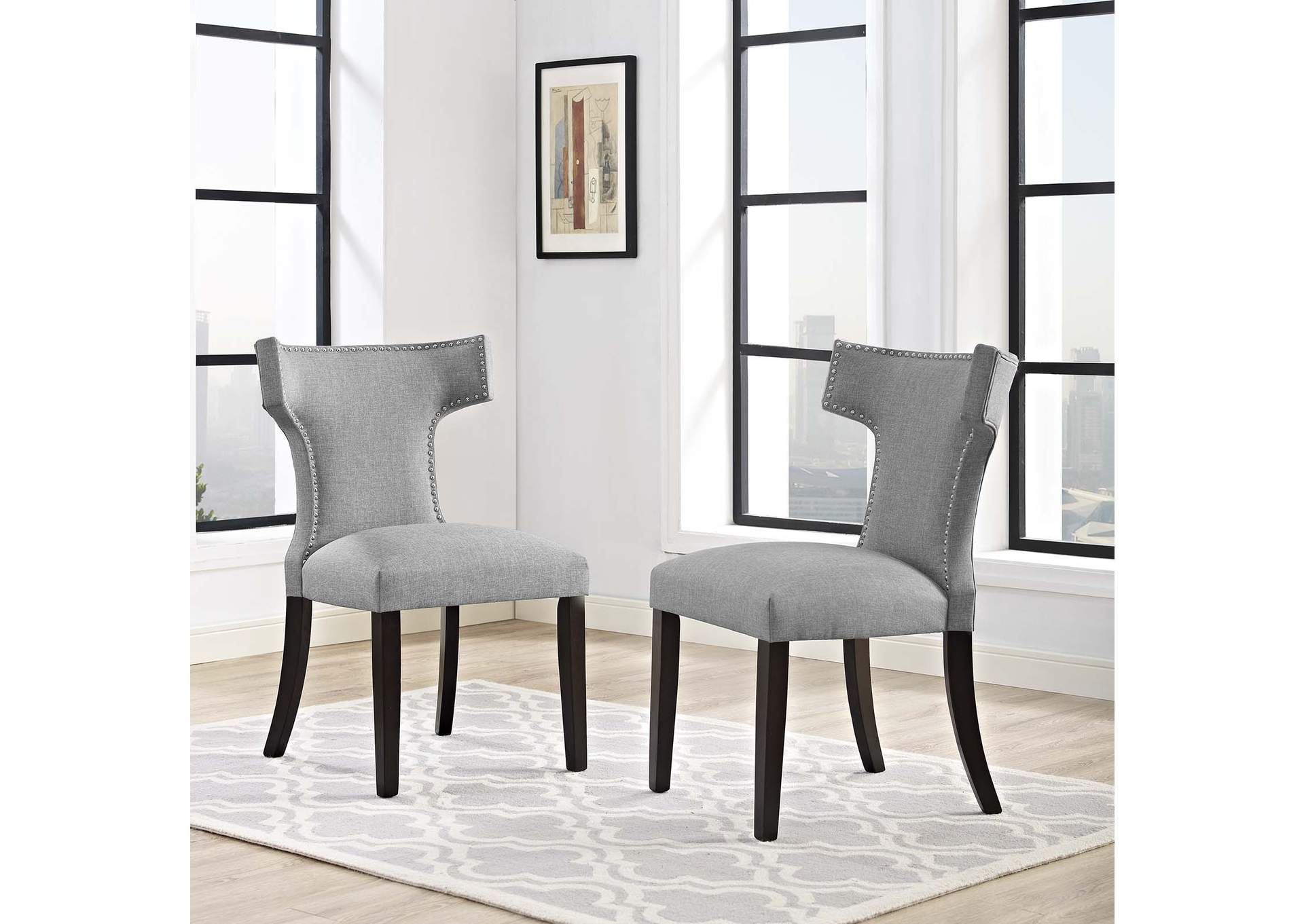 Light Gray Curve Dining Side Chair Fabric [Set of 2],Modway