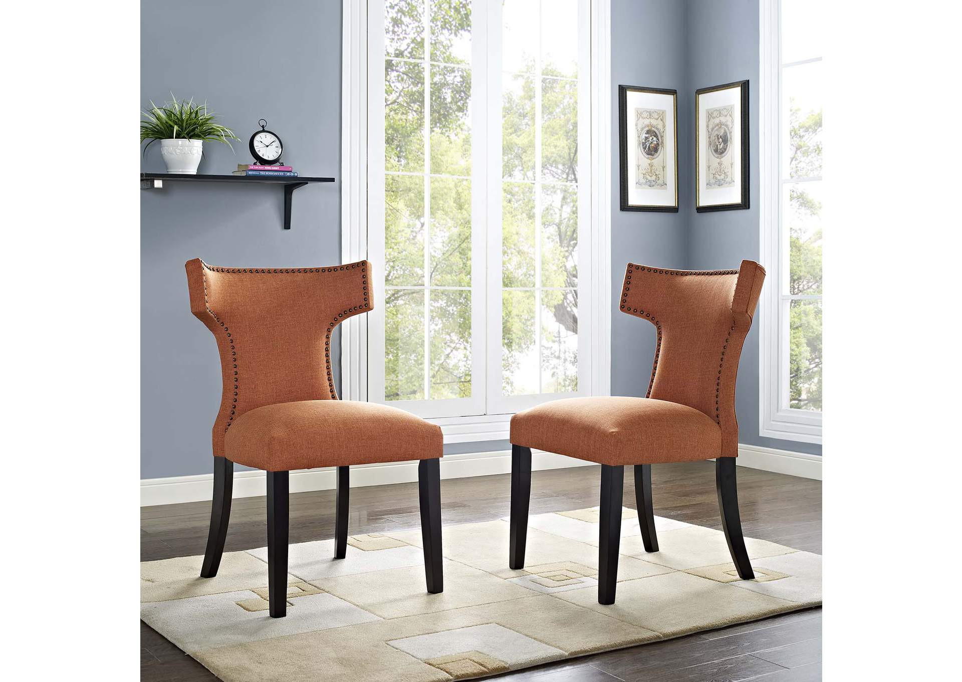 Orange Curve Dining Side Chair Fabric [Set of 2],Modway