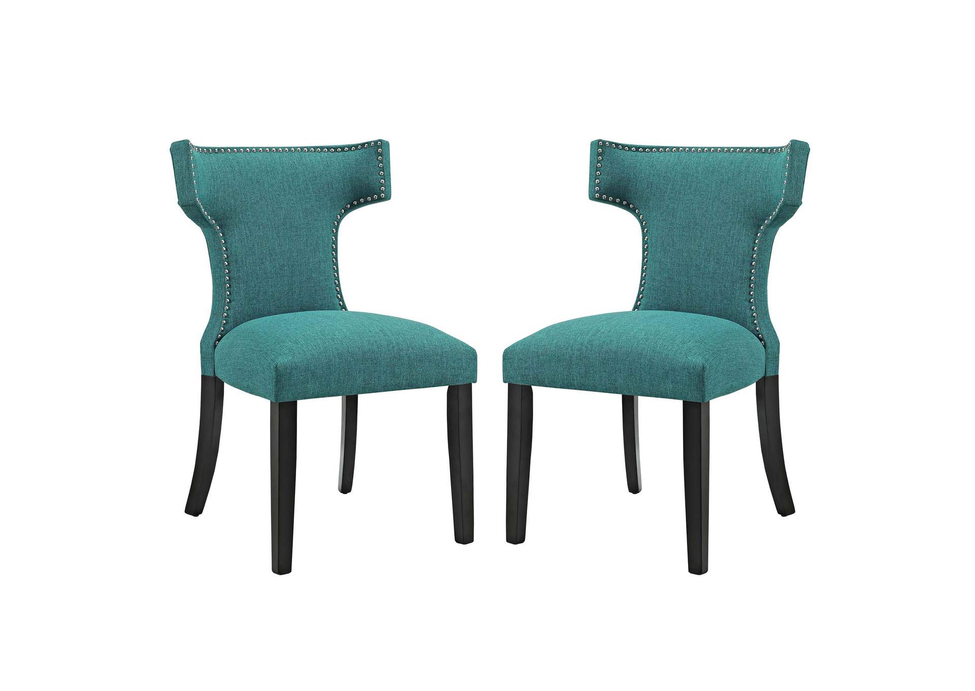 Teal Curve Dining Side Chair Fabric [Set of 2],Modway