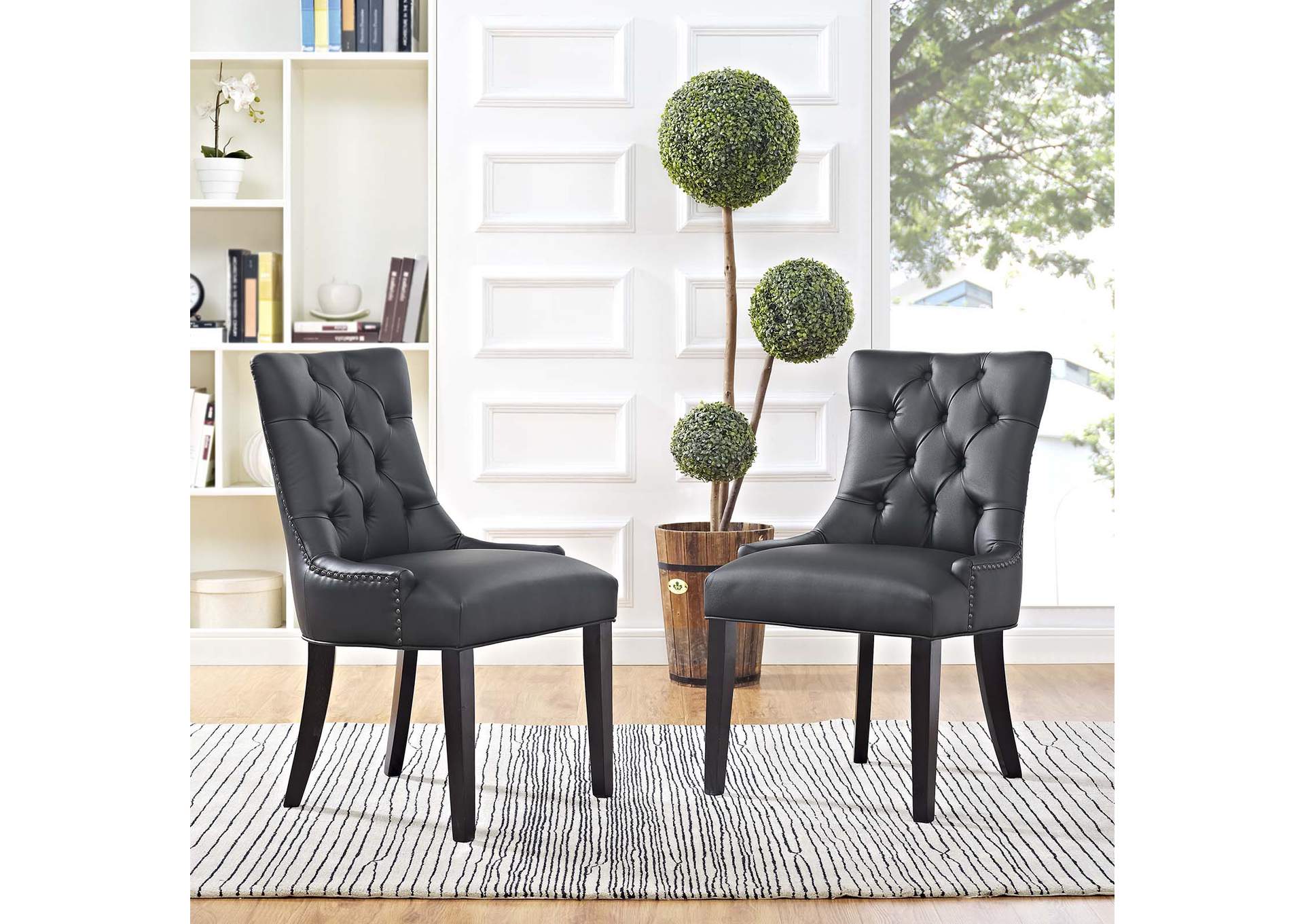 Black Regent Dining Side Chair Vinyl [Set of 2],Modway