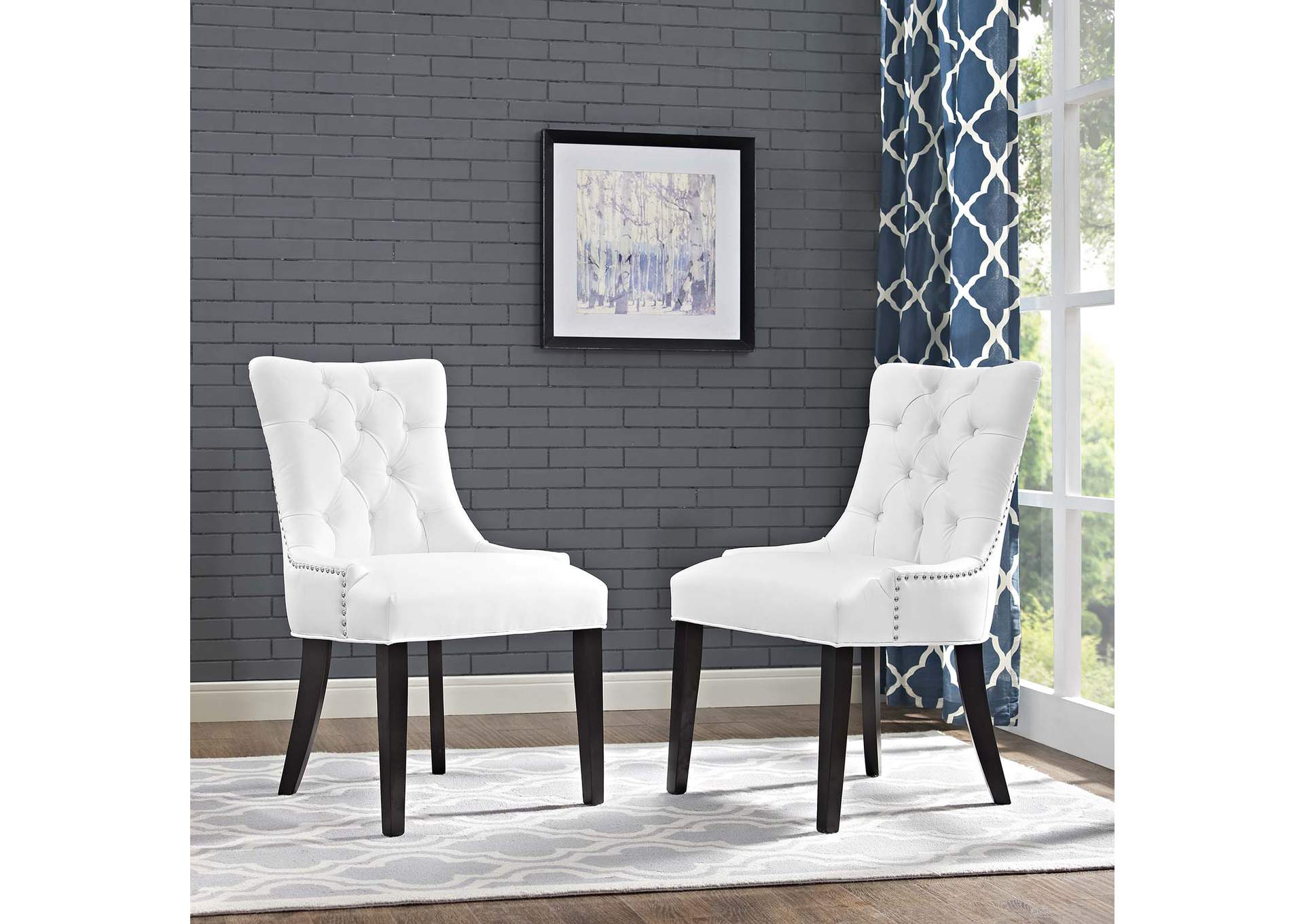 White Regent Dining Side Chair Vinyl [Set of 2],Modway