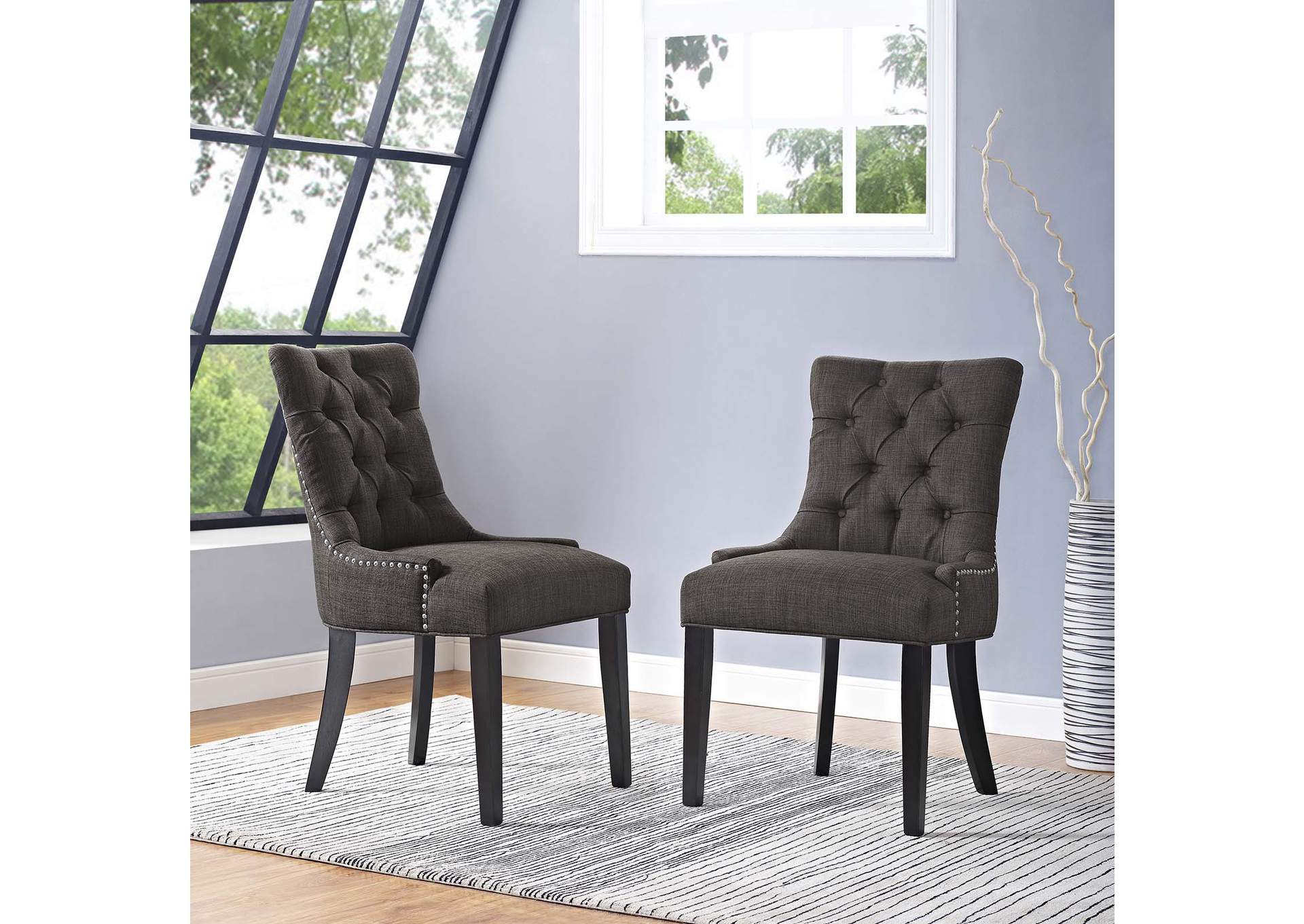 Brown Regent Dining Side Chair Fabric [Set of 2],Modway