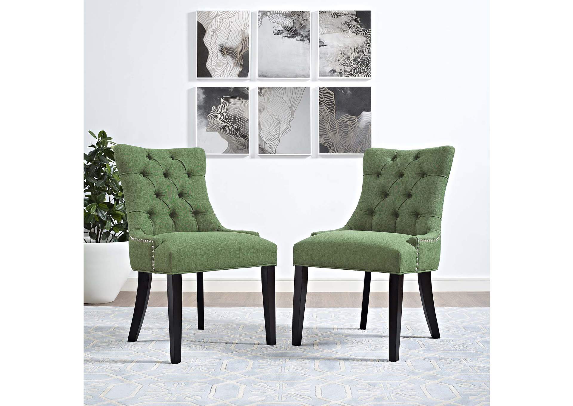 Green Regent Dining Side Chair Fabric [Set of 2],Modway