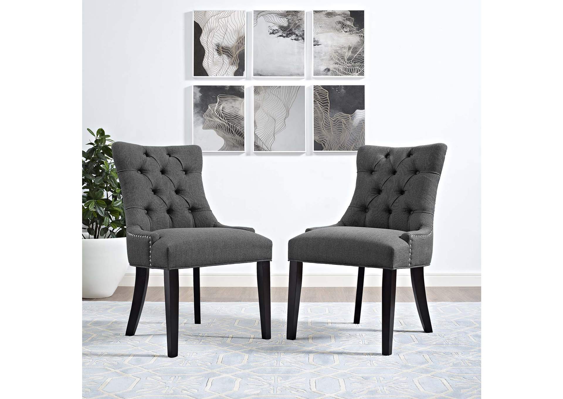 Gray Regent Dining Side Chair Fabric [Set of 2],Modway