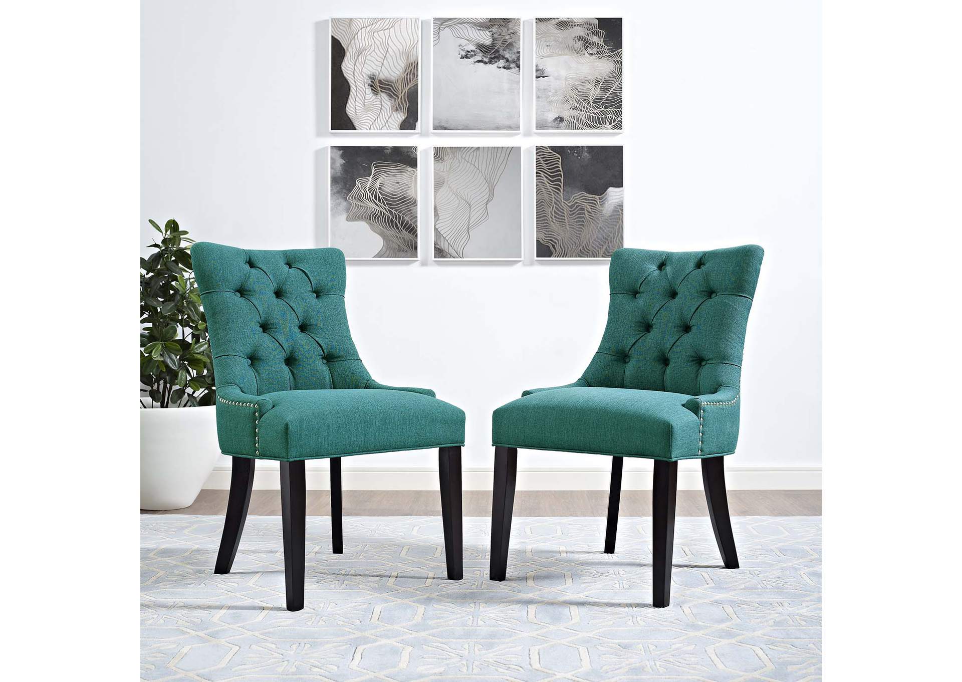 Teal Regent Dining Side Chair Fabric [Set of 2],Modway