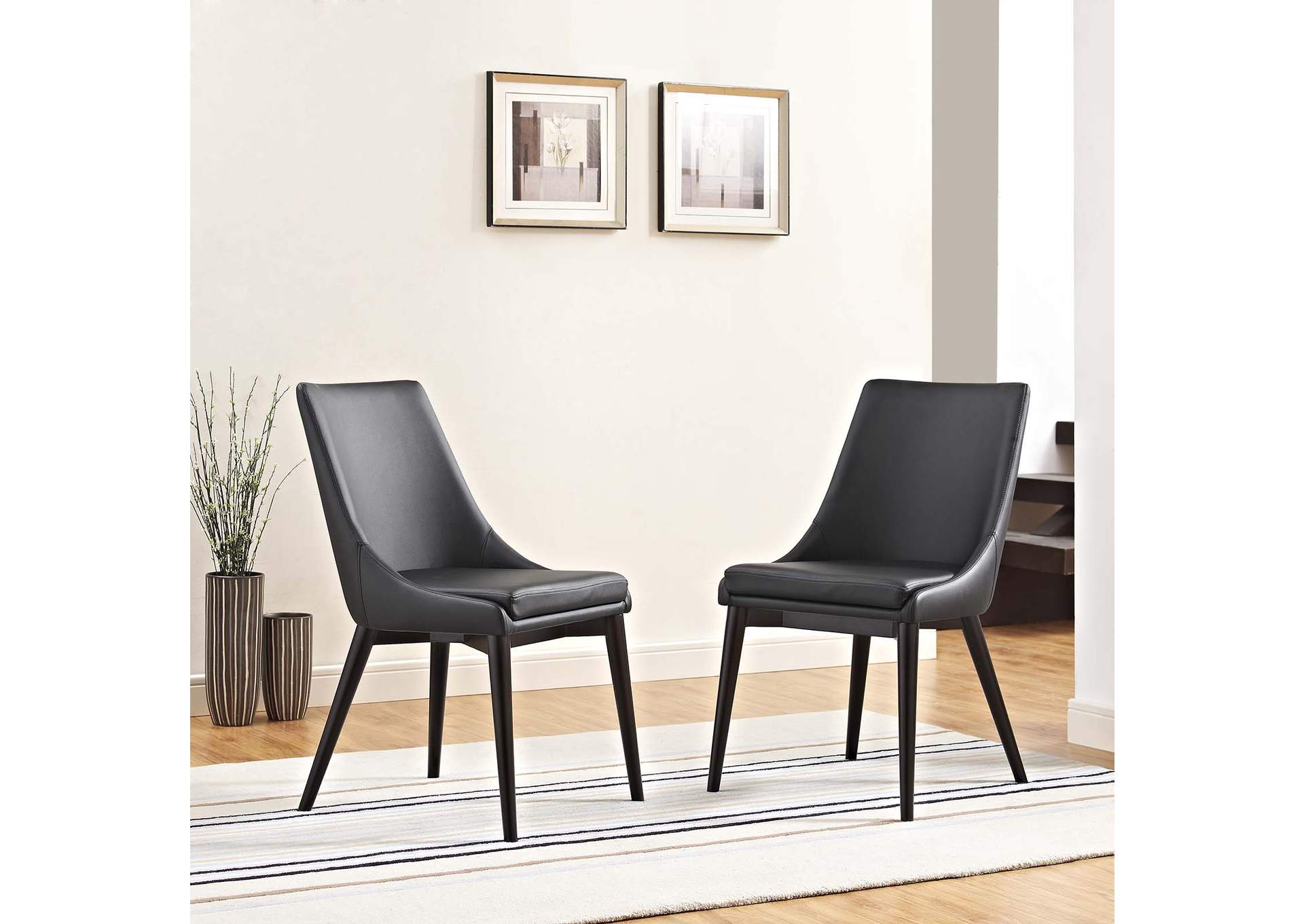 Black Viscount Dining Side Chair Vinyl [Set of 2],Modway