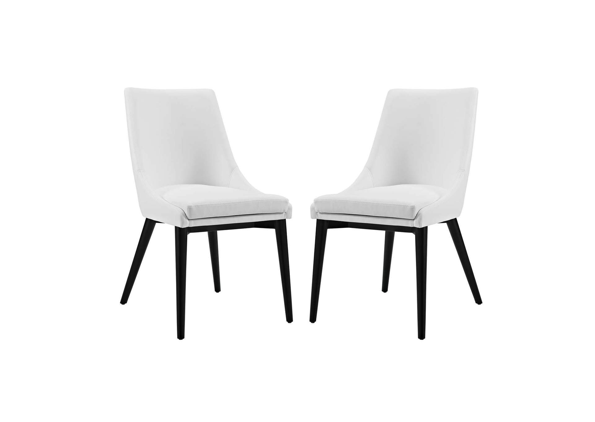 White Viscount Dining Side Chair Vinyl [Set of 2],Modway