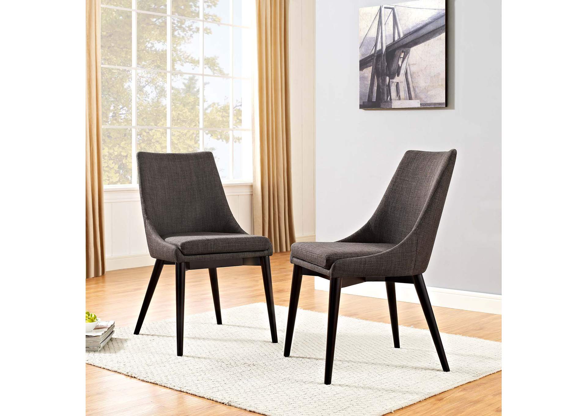 Brown viscount Dining Side Chair Fabric [Set of 2],Modway