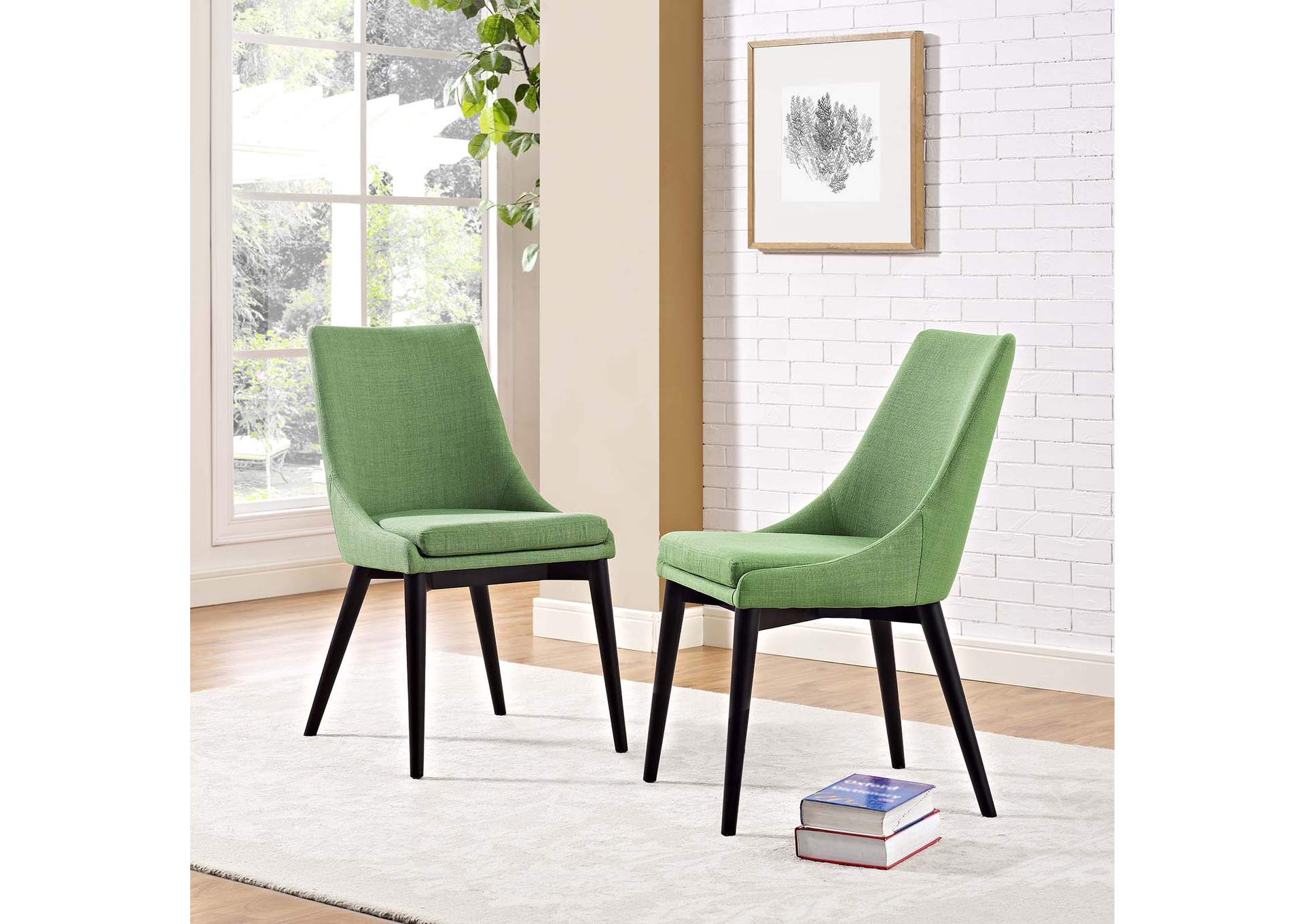 Kelly Green viscount Dining Side Chair Fabric [Set of 2],Modway