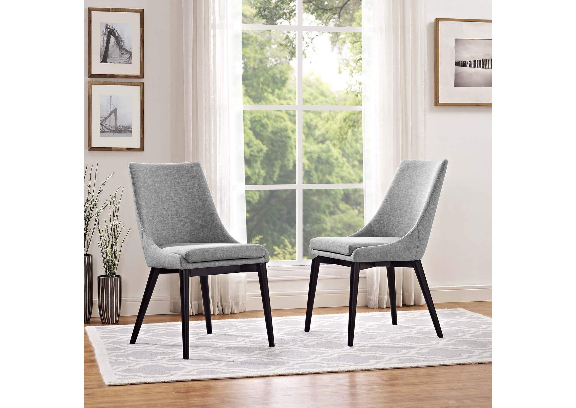 Light Gray viscount Dining Side Chair Fabric [Set of 2],Modway