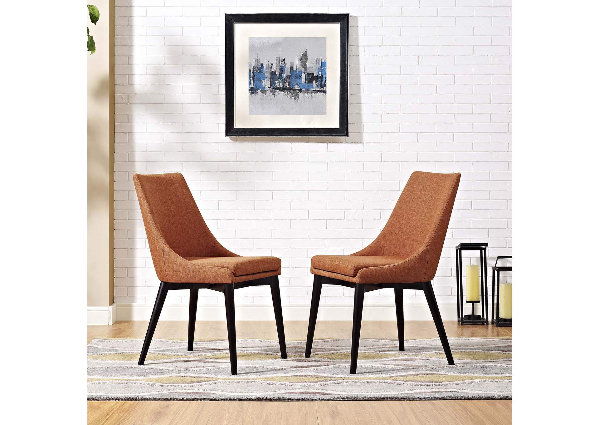 Orange viscount Dining Side Chair Fabric [Set of 2],Modway