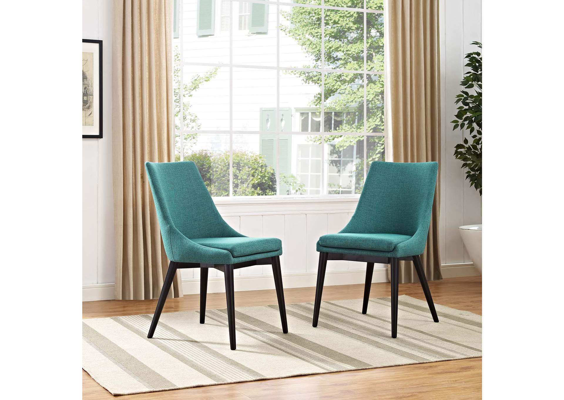 Teal viscount Dining Side Chair Fabric [Set of 2],Modway