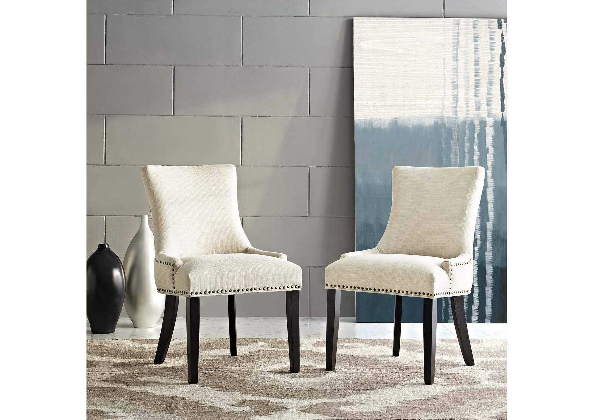 Beige mar Dining Side Chair Fabric [Set of 2],Modway